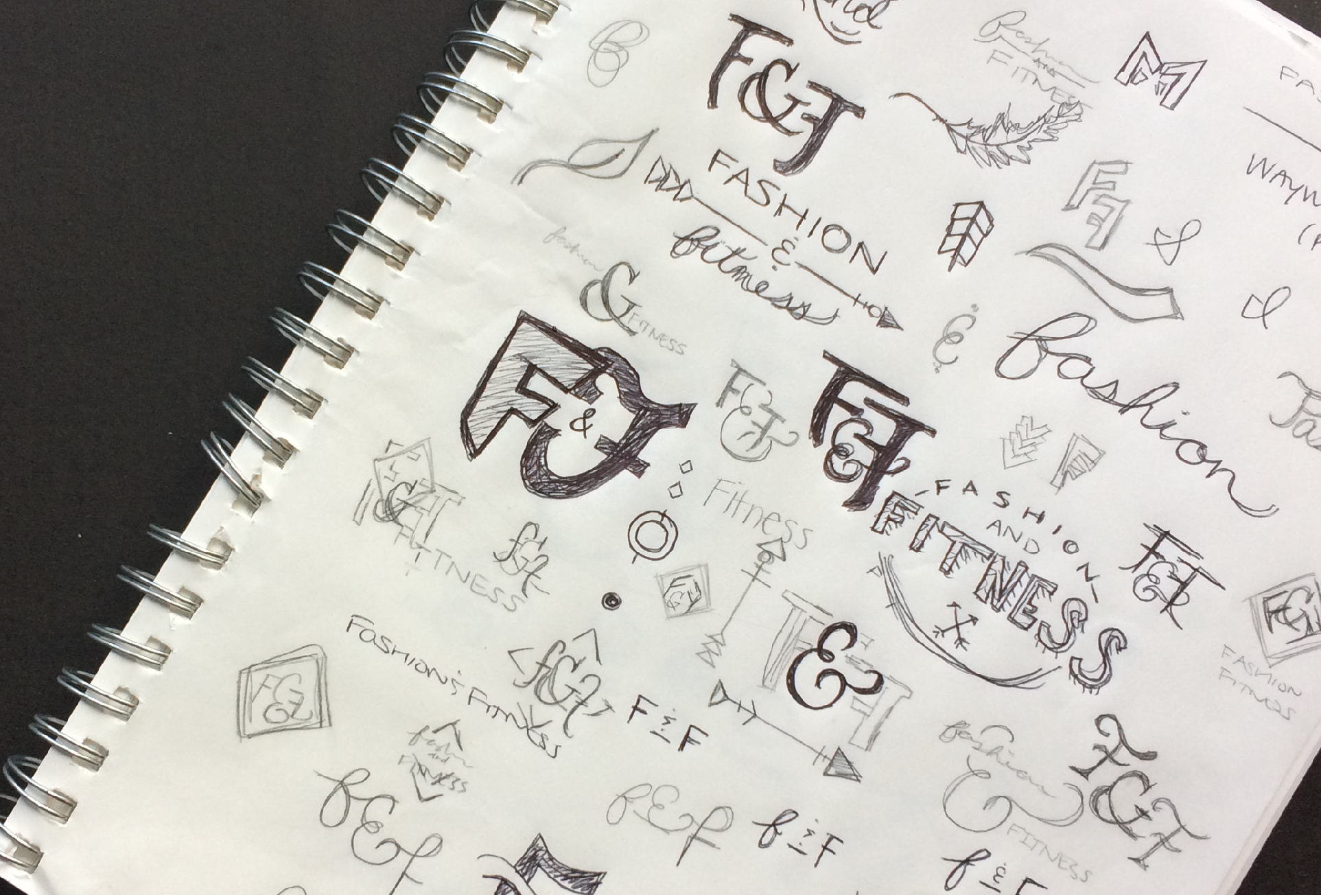 One of the many pages of concept sketches