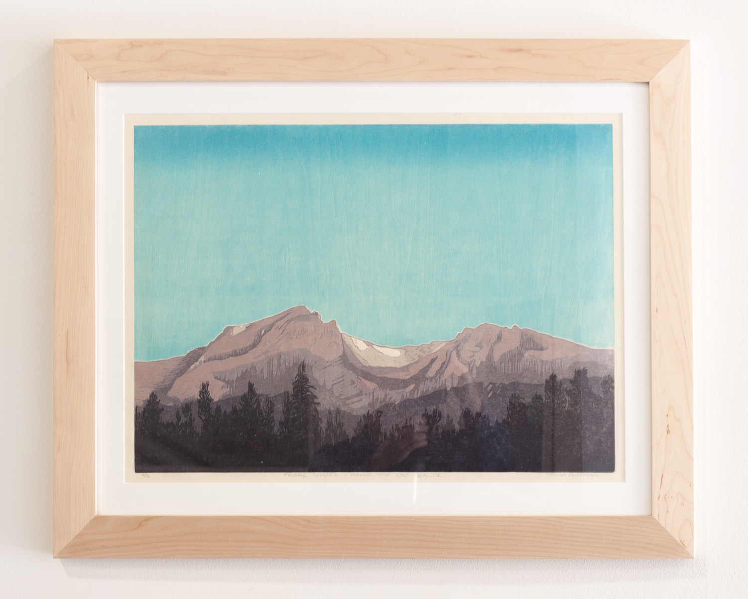  Mills Glacier woodcut print on Okawara Washi paper 17 x 24 inches TAN016 