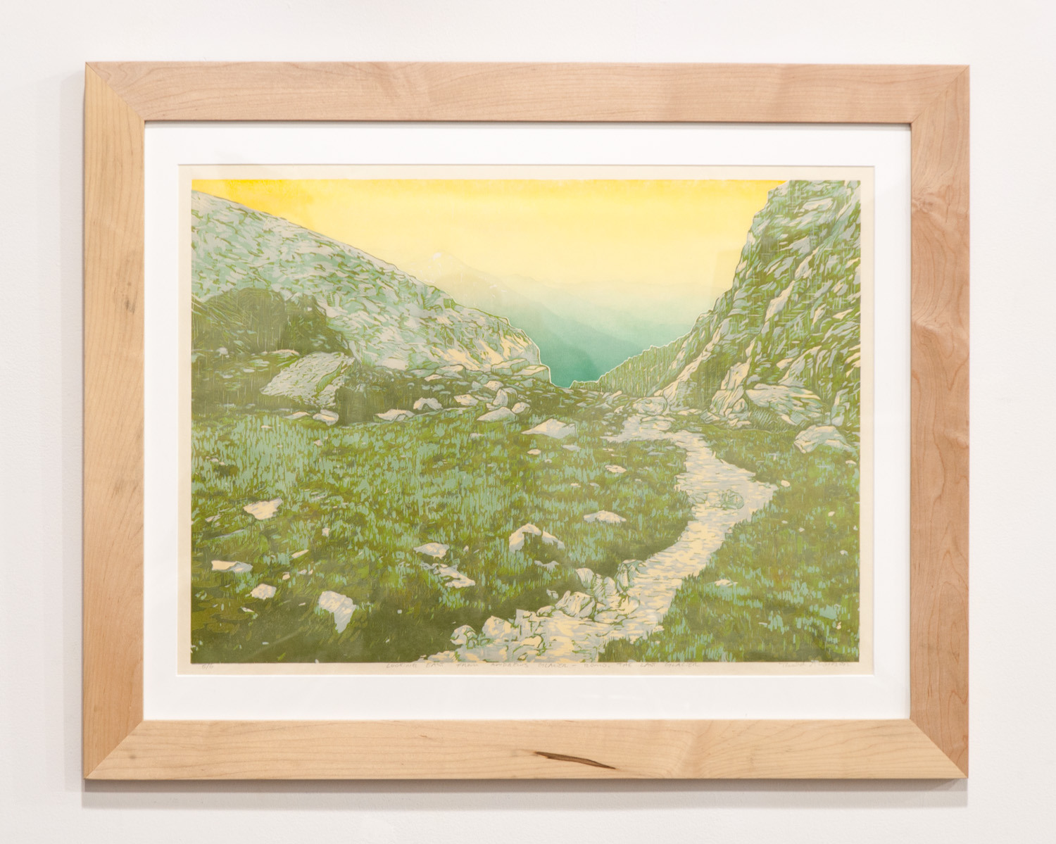  Looking East from Andrews Glacier woodcut print on Okawara Washi paper 17 x 24 inches TAN017 