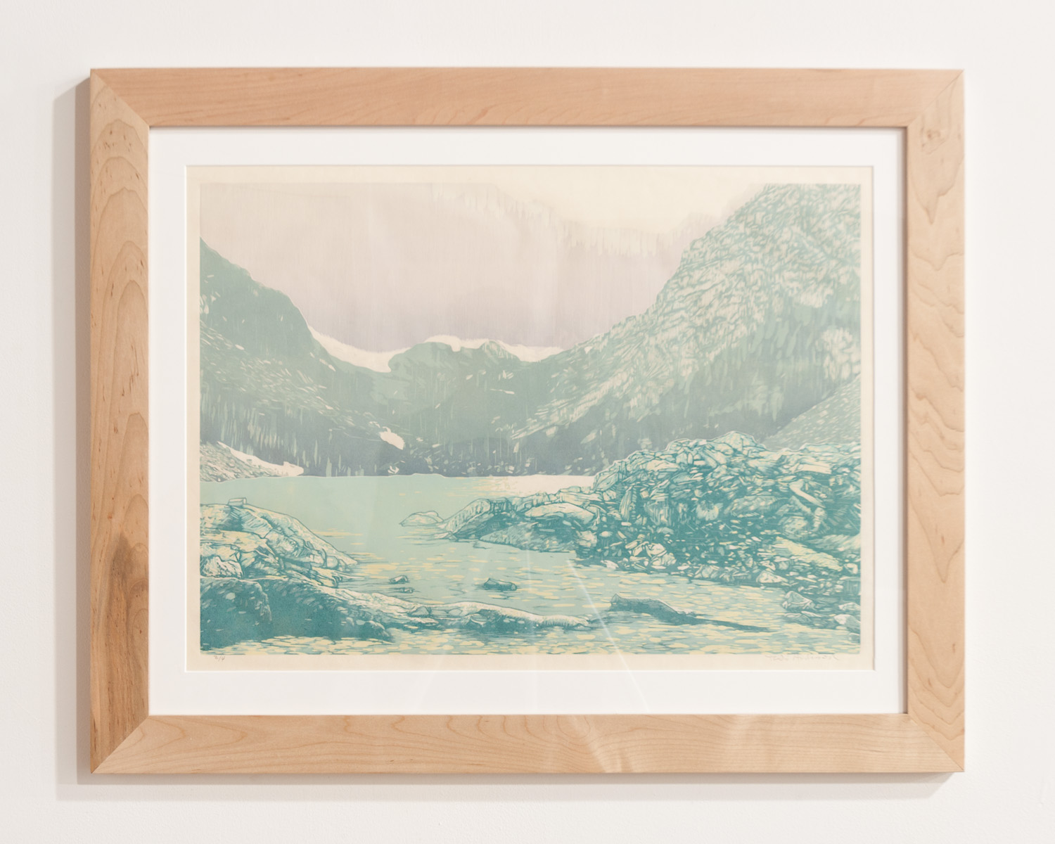  Mills Glacier woodcut print on Okawara Washi paper 17 x 24 inches TAN016 