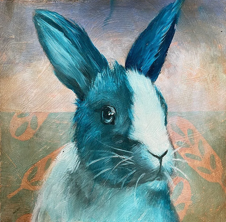 And now on exhibit these four #bunnyrabbits by @carllinstrumart :

Emerge (series) oil and acrylic on paper 7.25&rdquo; x 7.25&rdquo;

Available DM @kailinart