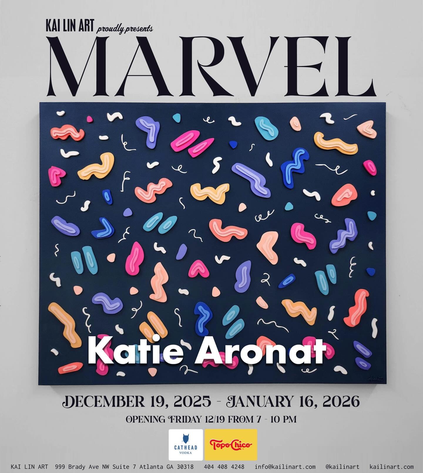 https://www.kailinart.com/news/marvel

MARVEL
EXHIBITION OPENING FRIDAY DECEMBER 19, 2025
7:00 - 10:00 PM 
FREE AND OPEN TO THE PUBLIC
EXHIBITION RUNS THROUGH JANUARY 16, 2026
We are excited to announce our ninth and final exhibition of 2025
MARVEL
M