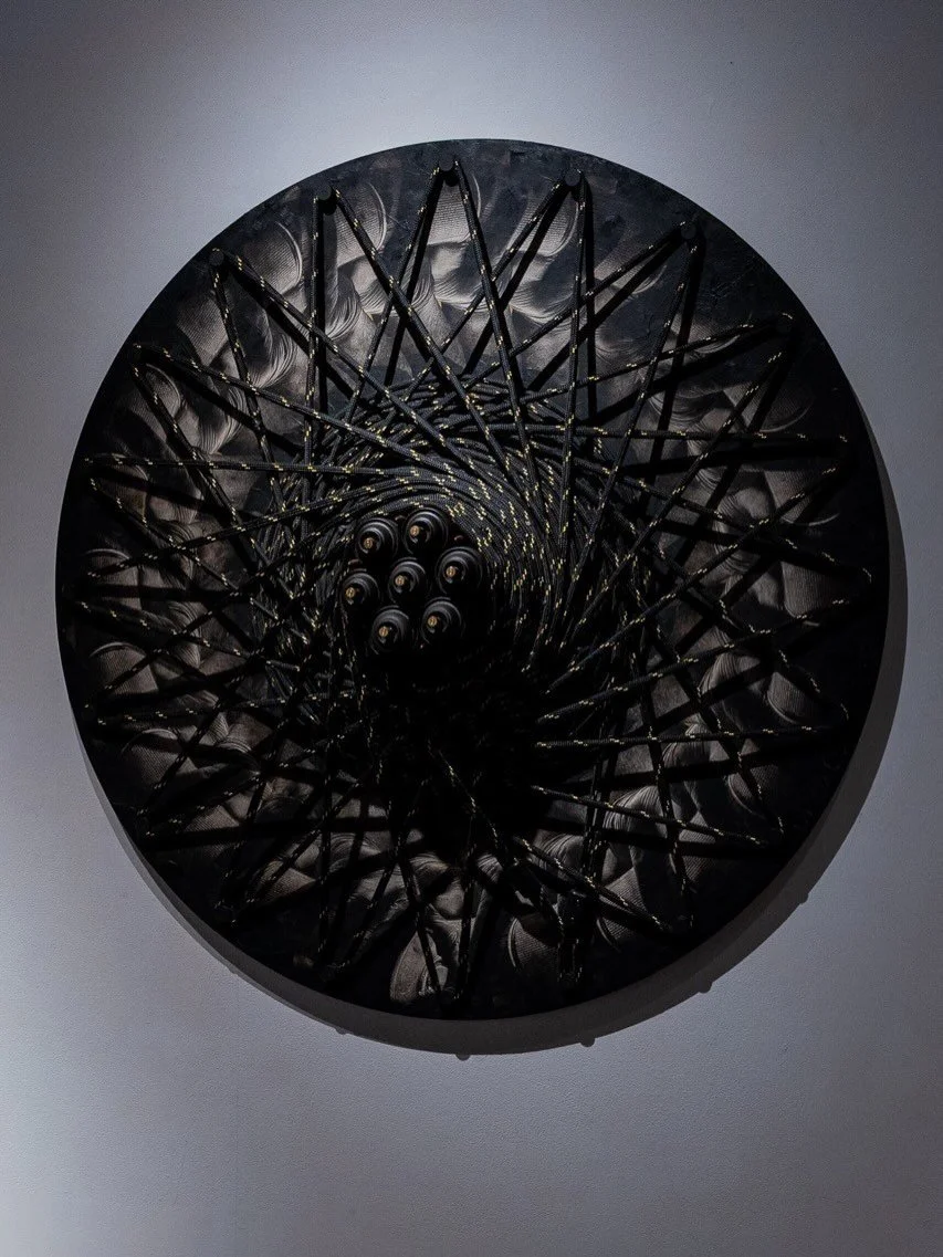 This is DL WARFIELD&rsquo;s piece &ldquo;Hands of Fabian&rdquo; 46&rdquo; in diameter now on view for Objects 2 and available DM @kailinart for details @dlwarfield @occasionalsuperstar 🫶⚙️🤠