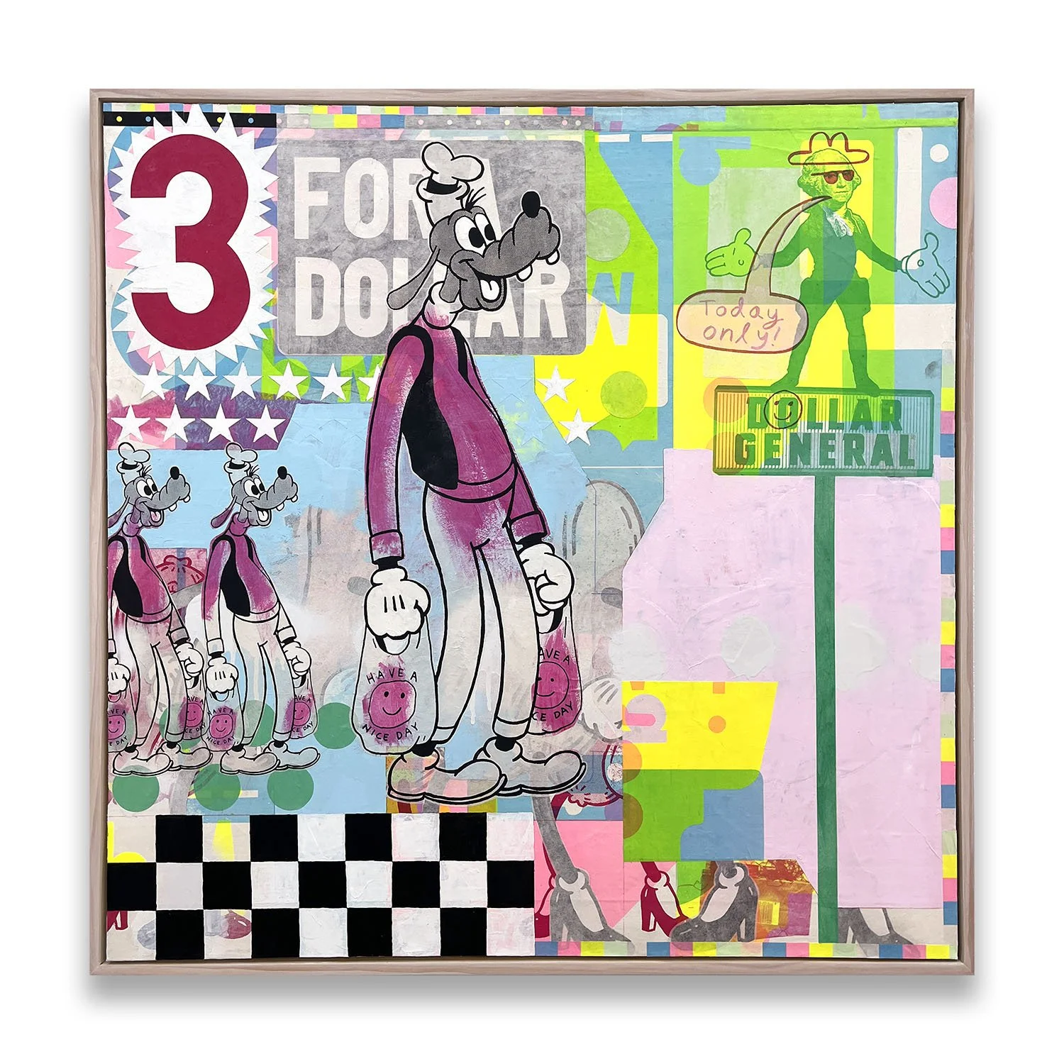 Chadwick Tolley Three For a Dollar, Screen print collage, 36" x 36"