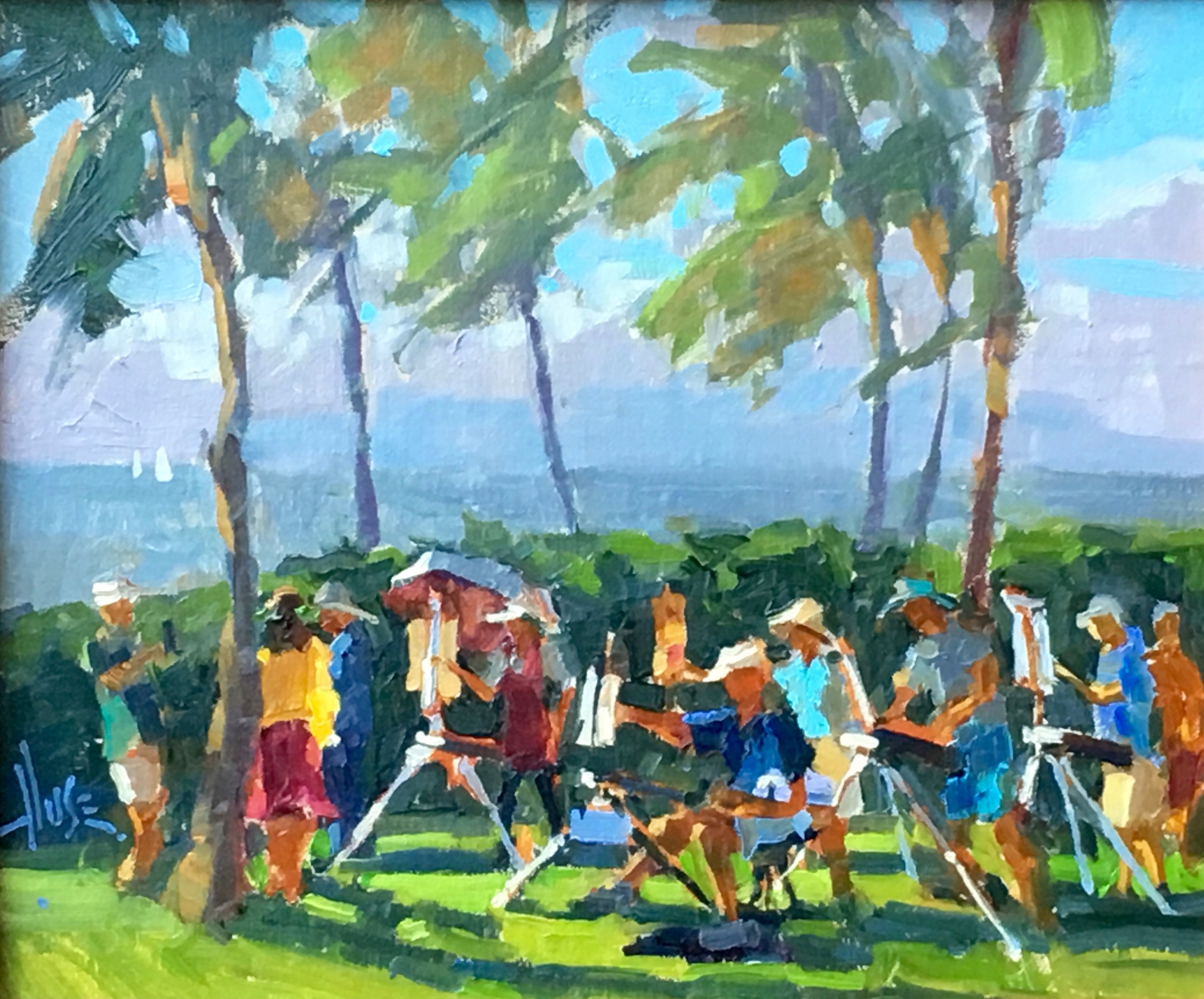 Frantic Creativity, 11x14. Unbeknownst models L-R: collector taking a picture, the model, Mike Carroll, Mary Pettis, John Lasater, Lori Putnam, Josh Clare, Randy Sexton and another person watching.