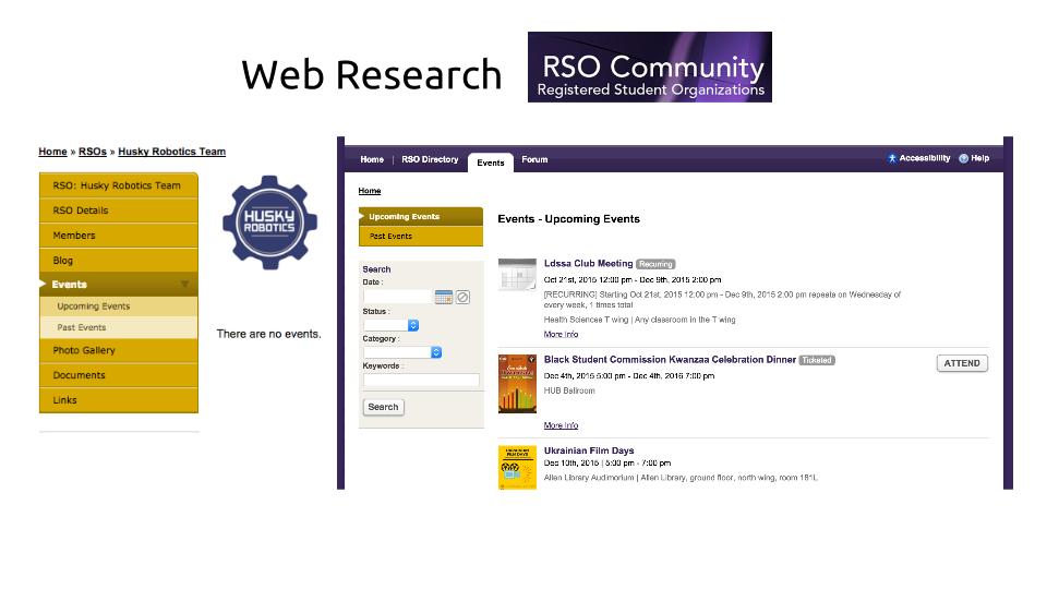 Current UW event reservation website