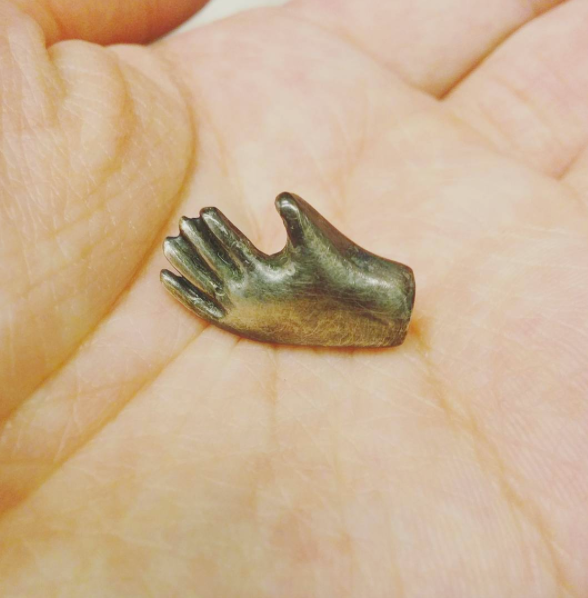 This little hand pin was my first attempt at designing my own jewellery piece. It took 4.5 hours to hand crave the wax piece, it was then sent off to cast in sliver. One of two final projects I created at Habourfront Centre, Toronto.