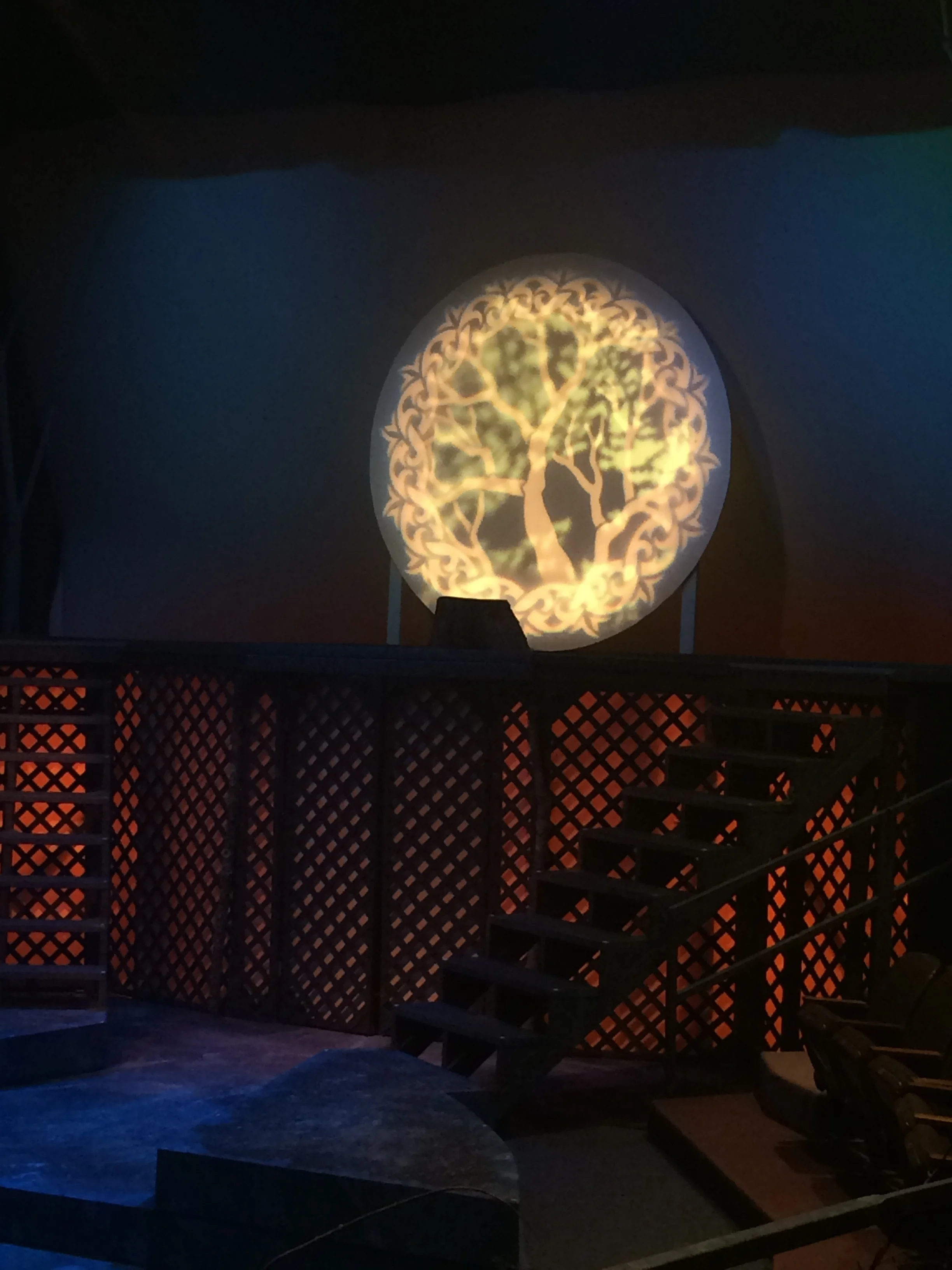  The tree of life is a collaboration between set and lighting.  At the end of the show leaves appear on the tree. Spring is here. 