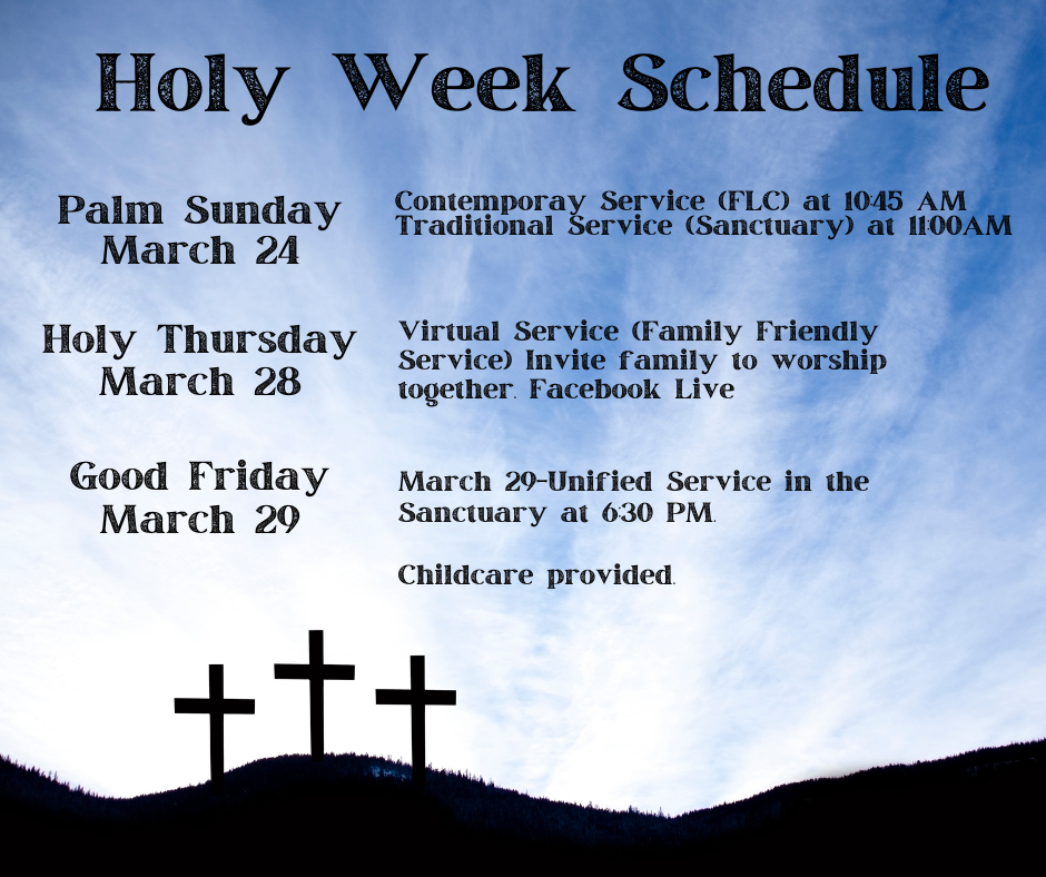Holy Week Worship Schedule