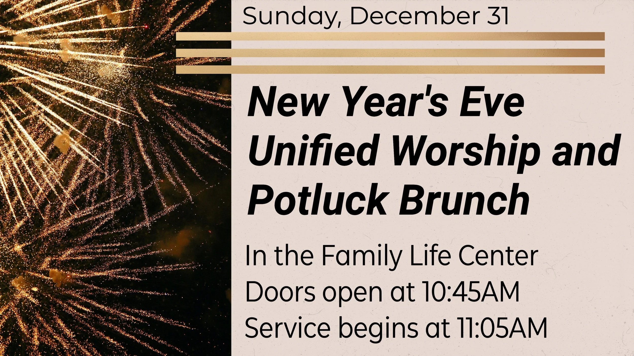 New Year's Eve Unified Worship and Potluck Brunch