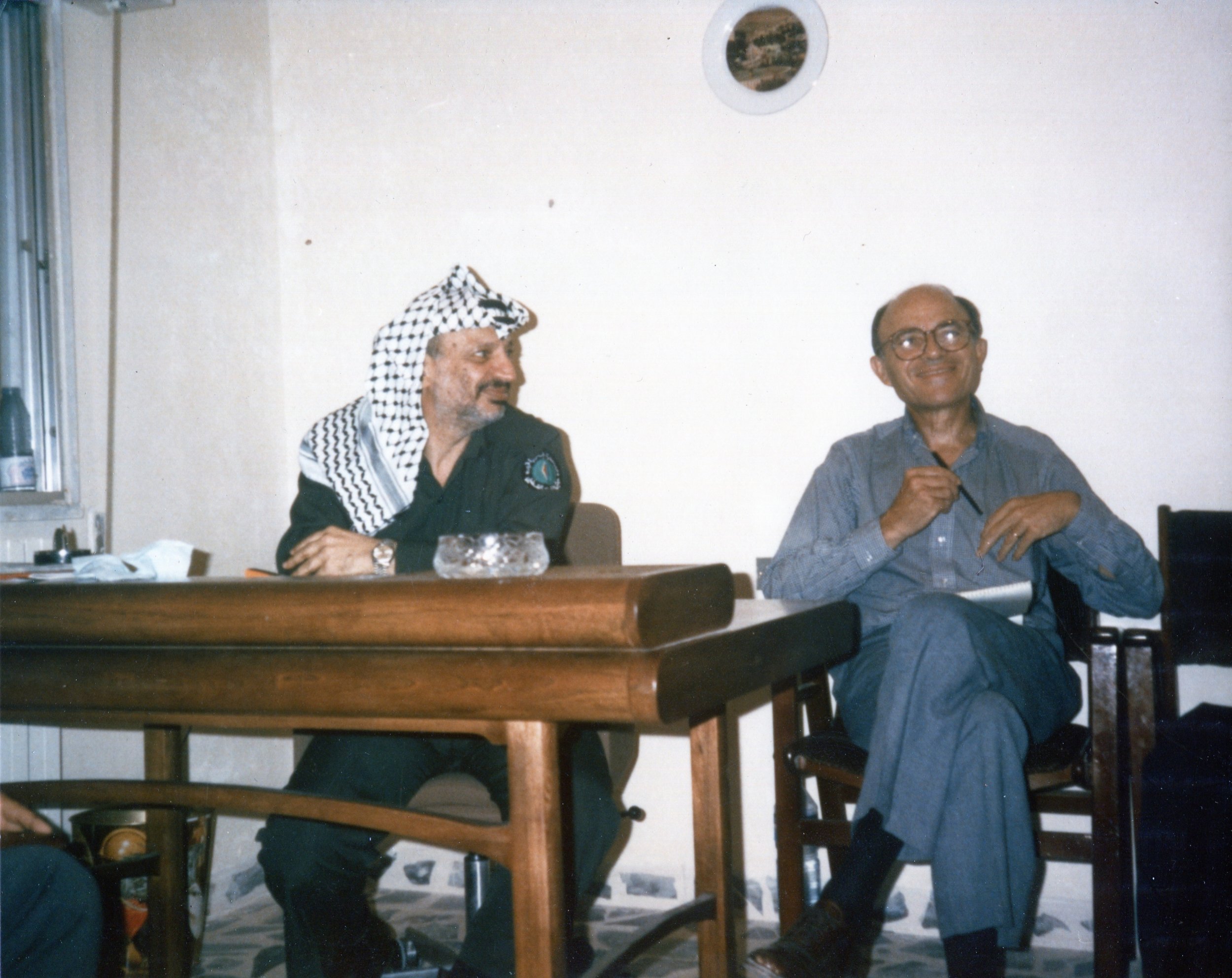 Leonard Beerman with Palestinian leader Yasser Arafat in Jordan in 1983