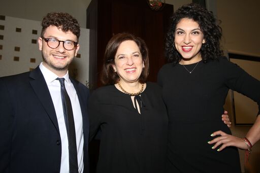 Social Justice Fellows Jacob Plitman and Rachel Sumekh with Judith Beerman O’Hanlon