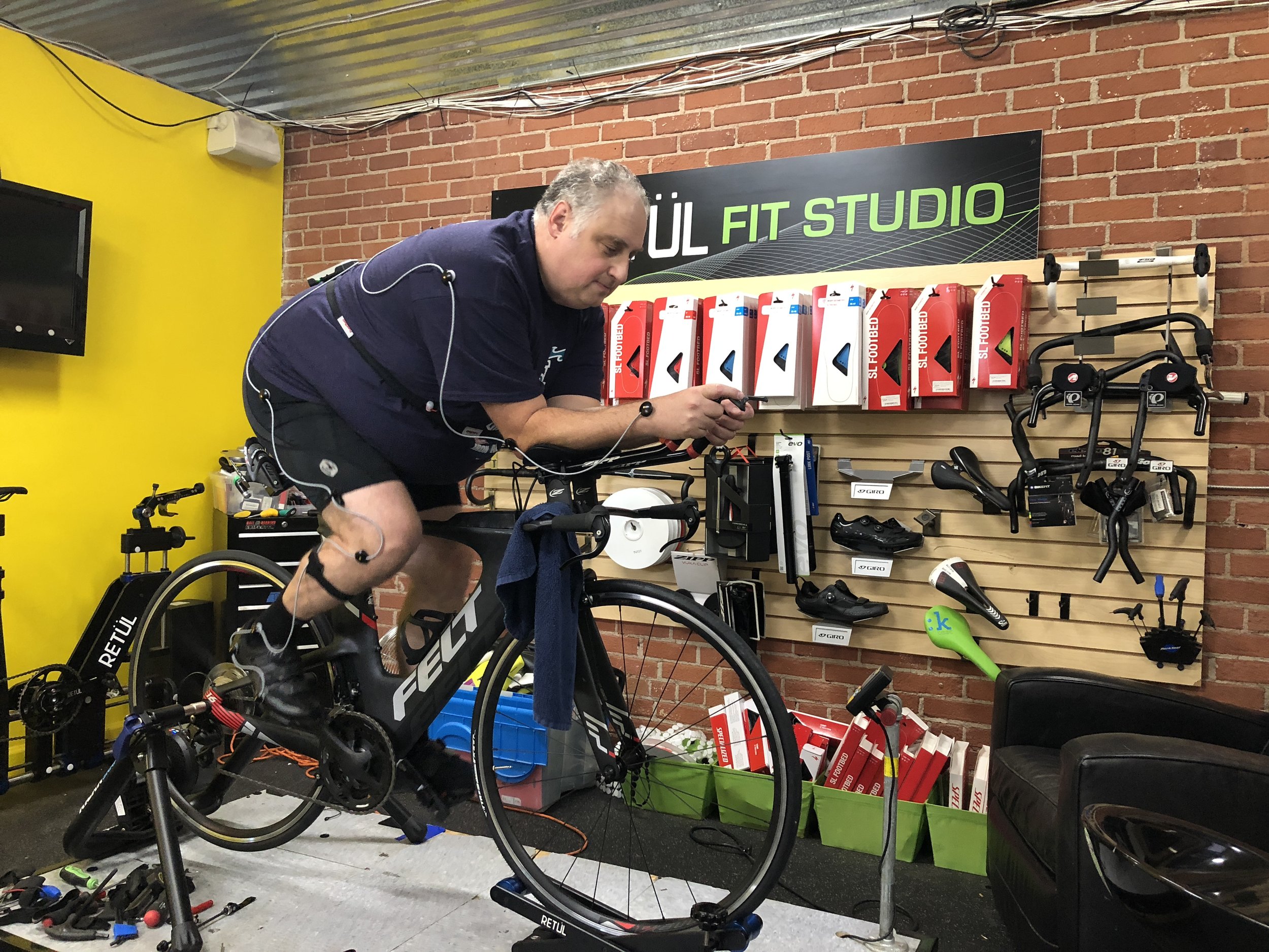 On the Retul fitting platform at Uptown Cycles