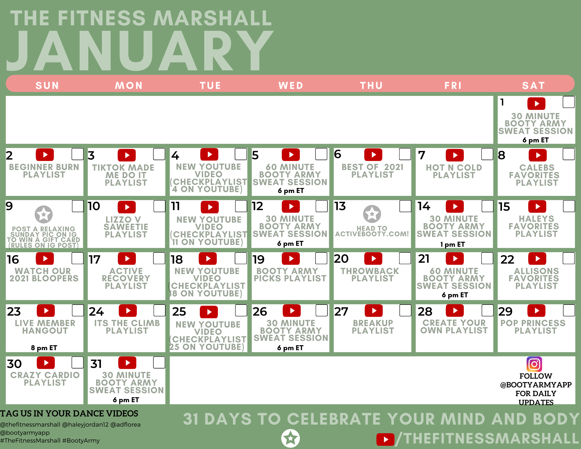 2024 January Challenge  31 Days of Dancing — The Fitness Marshall