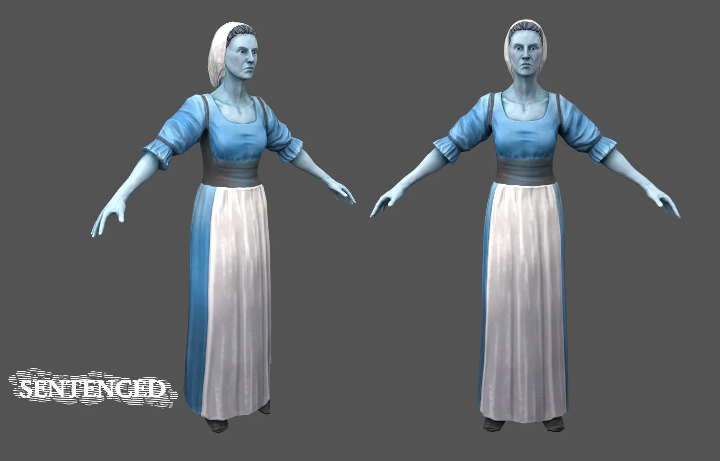 I also modelled this young townswoman for the crowd!