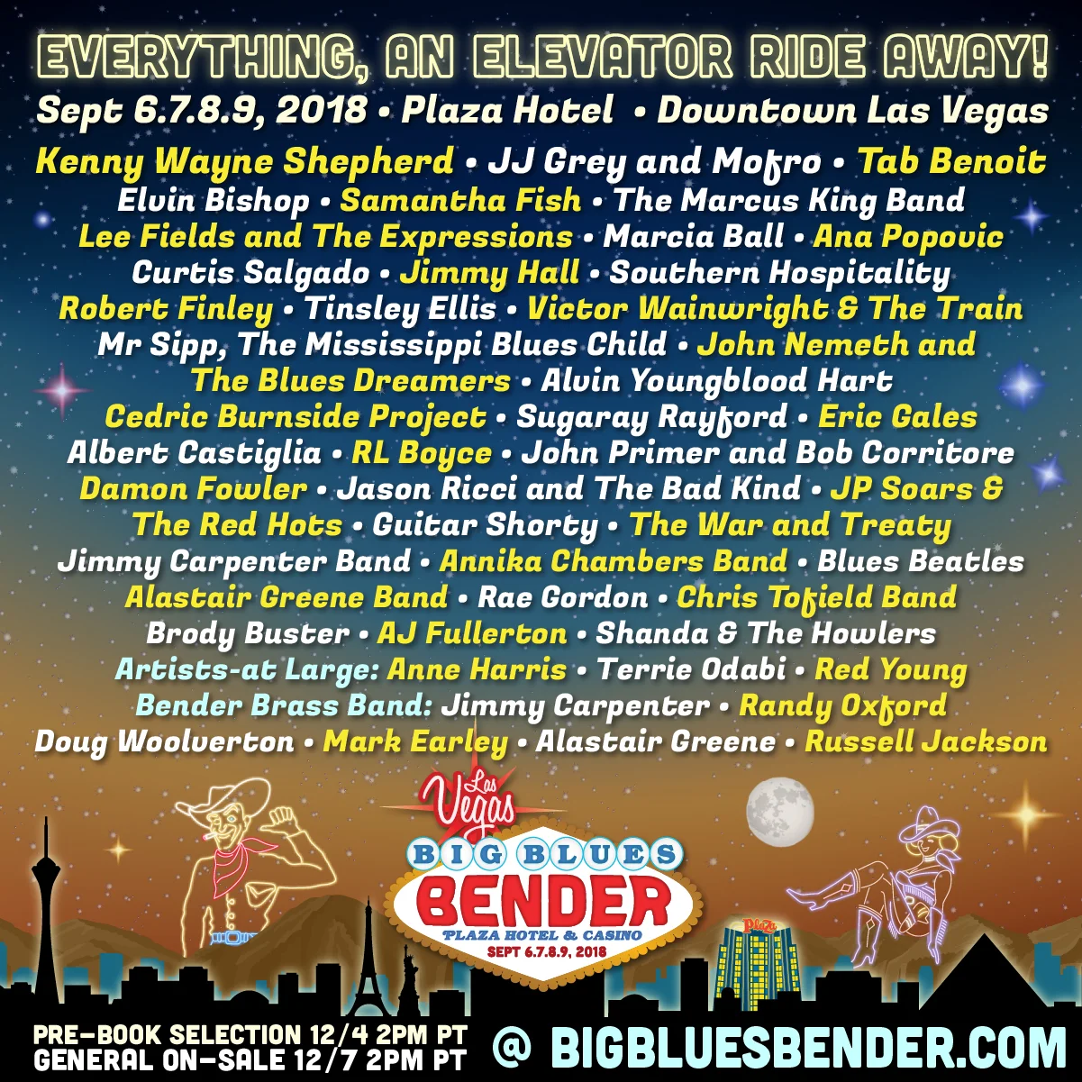 Very excited to announce that I'll be bringing the band out to Las Vegas, NV. next September to play at the Big Blues Bender. Ill be sharing the bill with Kenny Wayne Shepperd, JJ Grey & Mofo, Tab Benoit, Elvin Bishop, Samantha Fish, Marcus King, Lee Fields & The Expressions, Marcia Ball, Anna Popovic, 