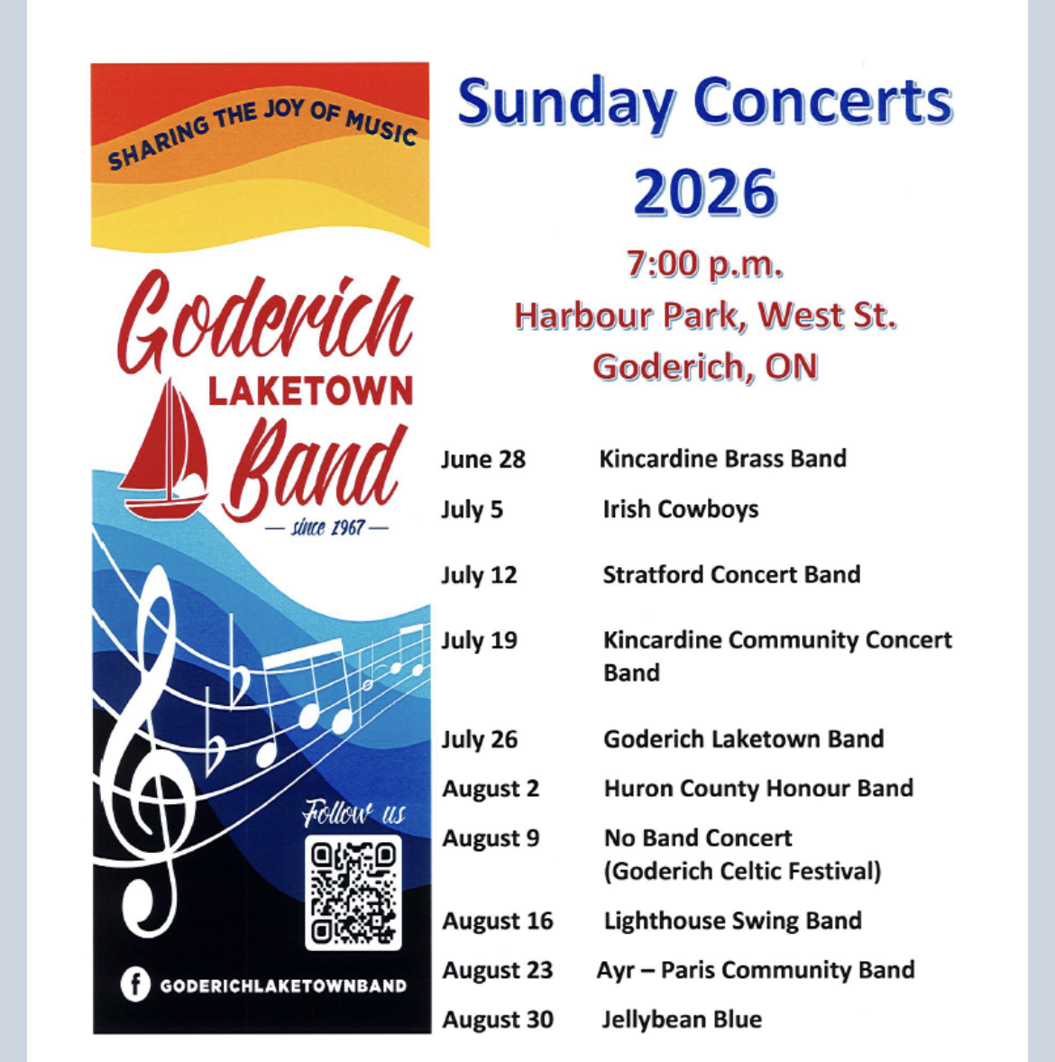Sunday Evening Concerts in Harbour Park!!