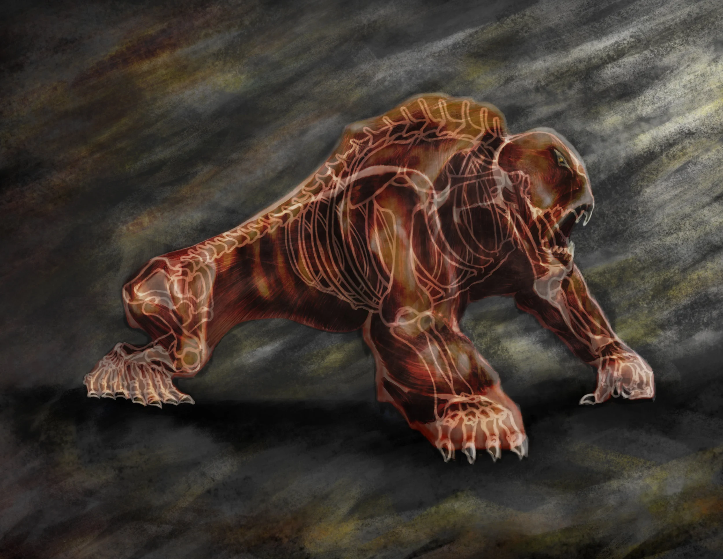 Jungle hybrid creature - Xray vision of flesh, muscle and bones.