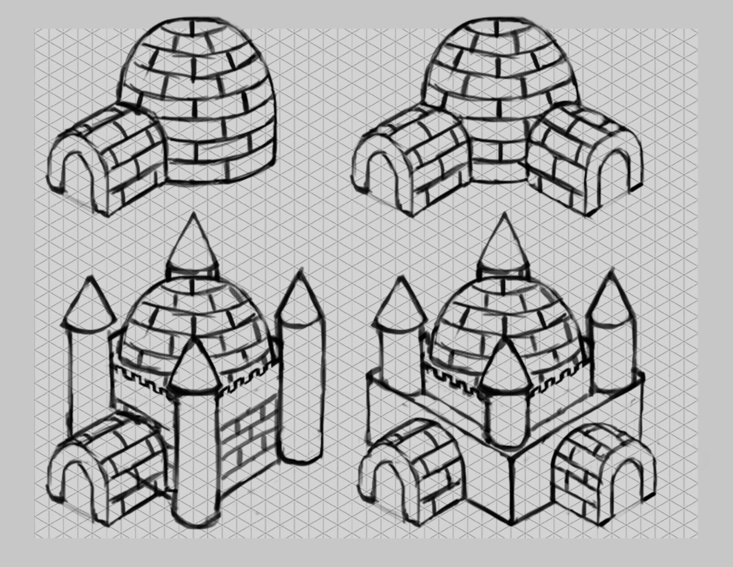 Ipad winter race game - rough thumbnails sketches