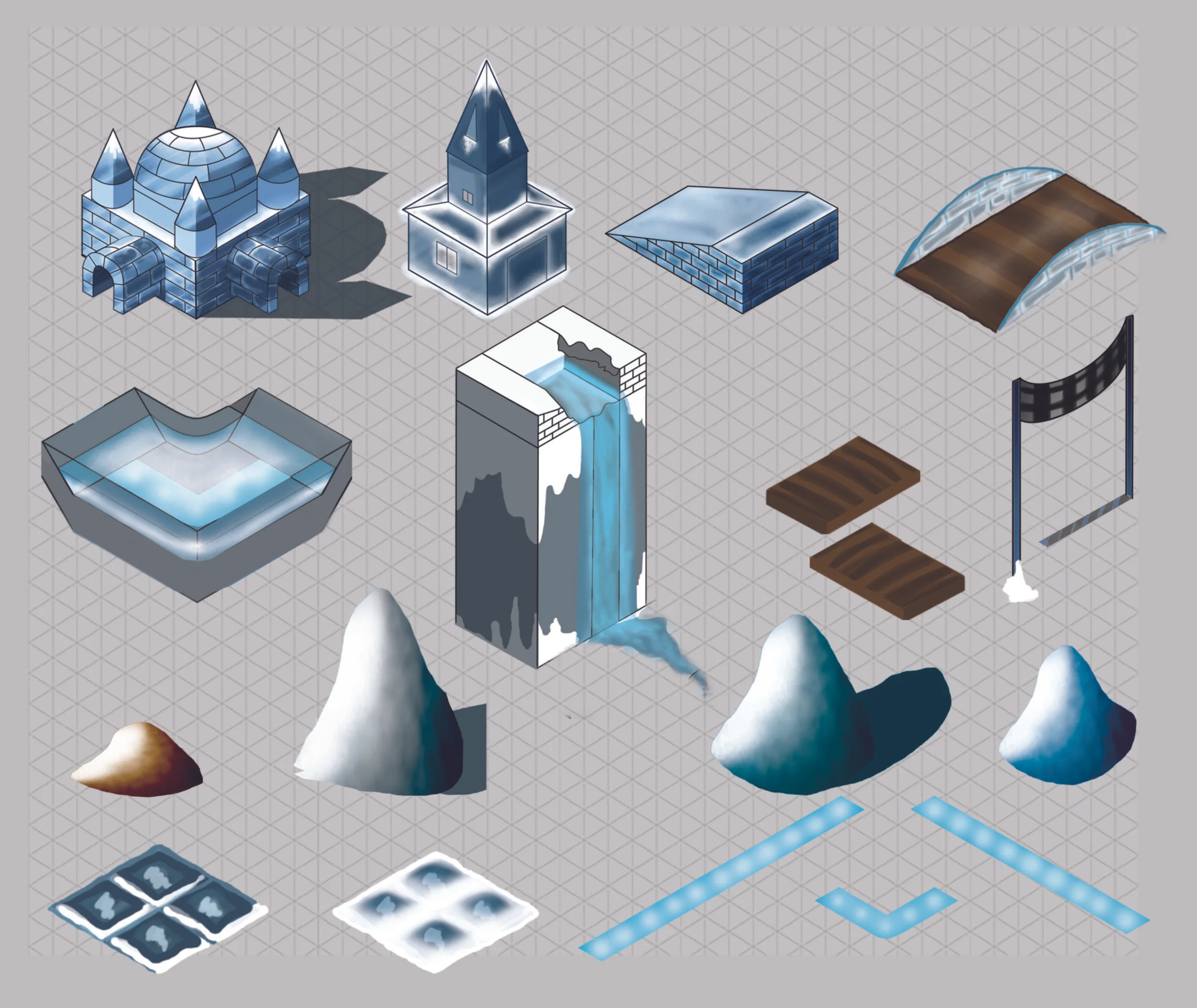 Ipad winter race game - full render of most assets