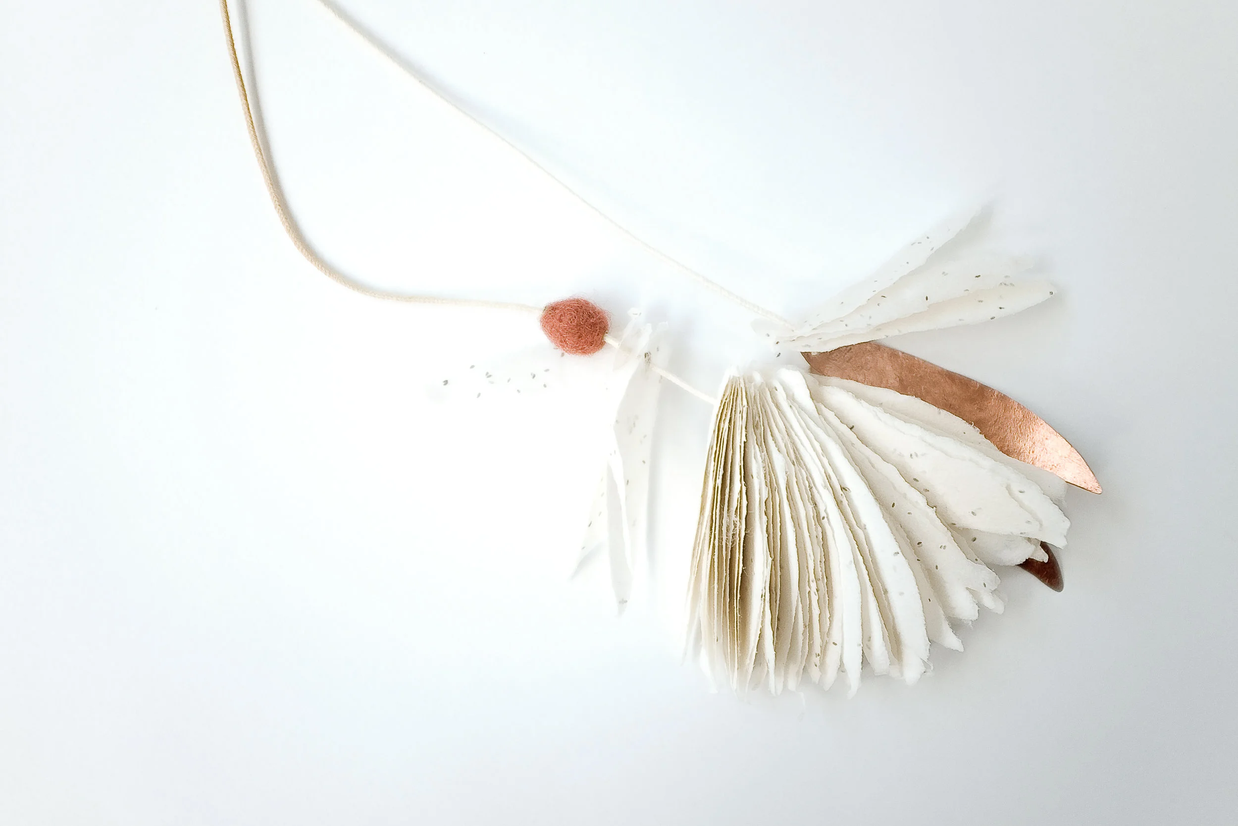 Leaf Necklace with Felt and Copper