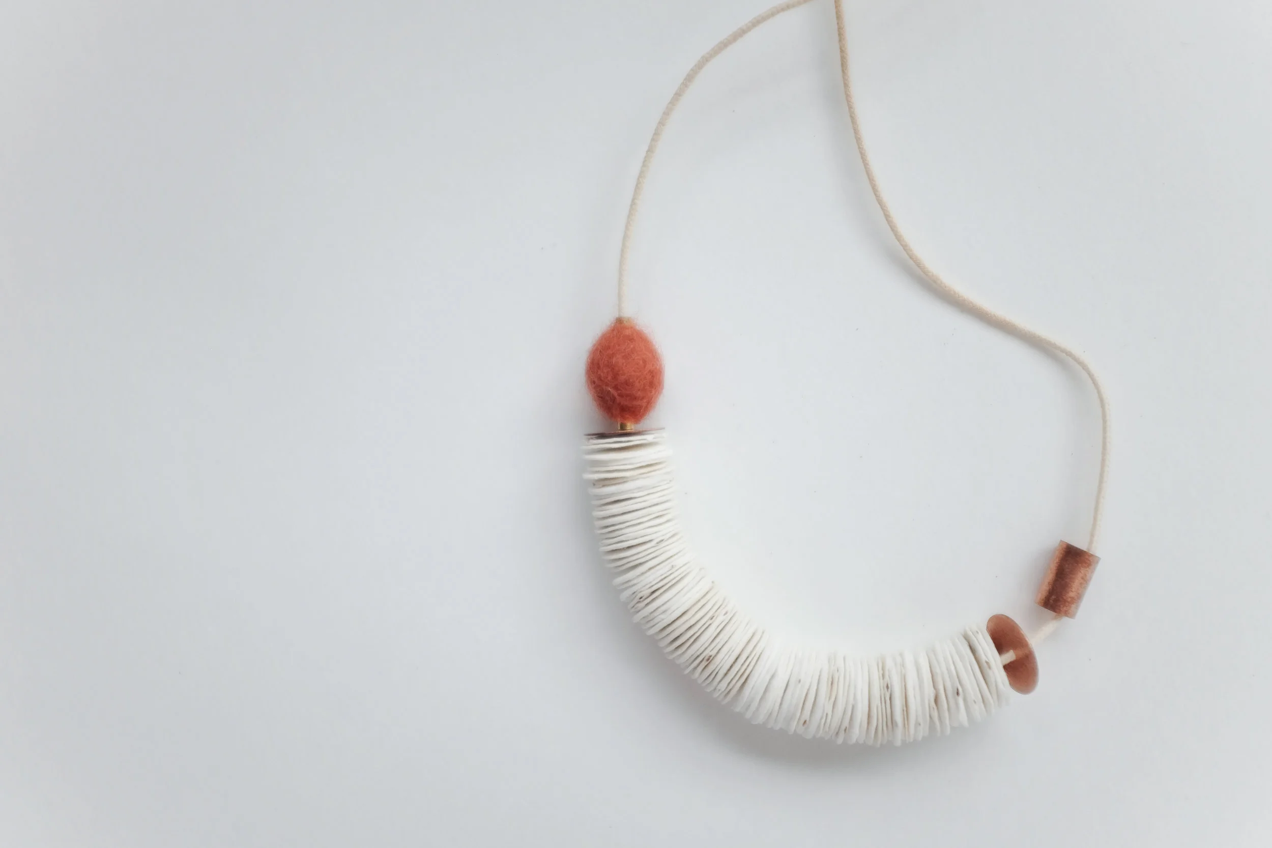 Disc Necklace with Felt and Brass