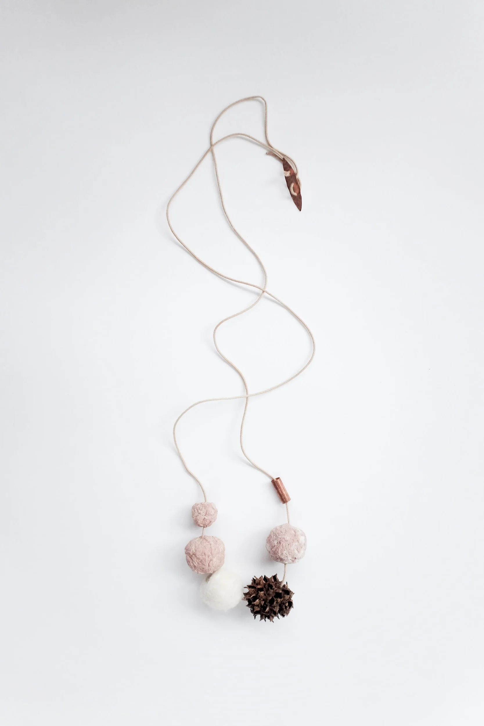 Bomb Necklace - Felt, Copper, Seed Pod