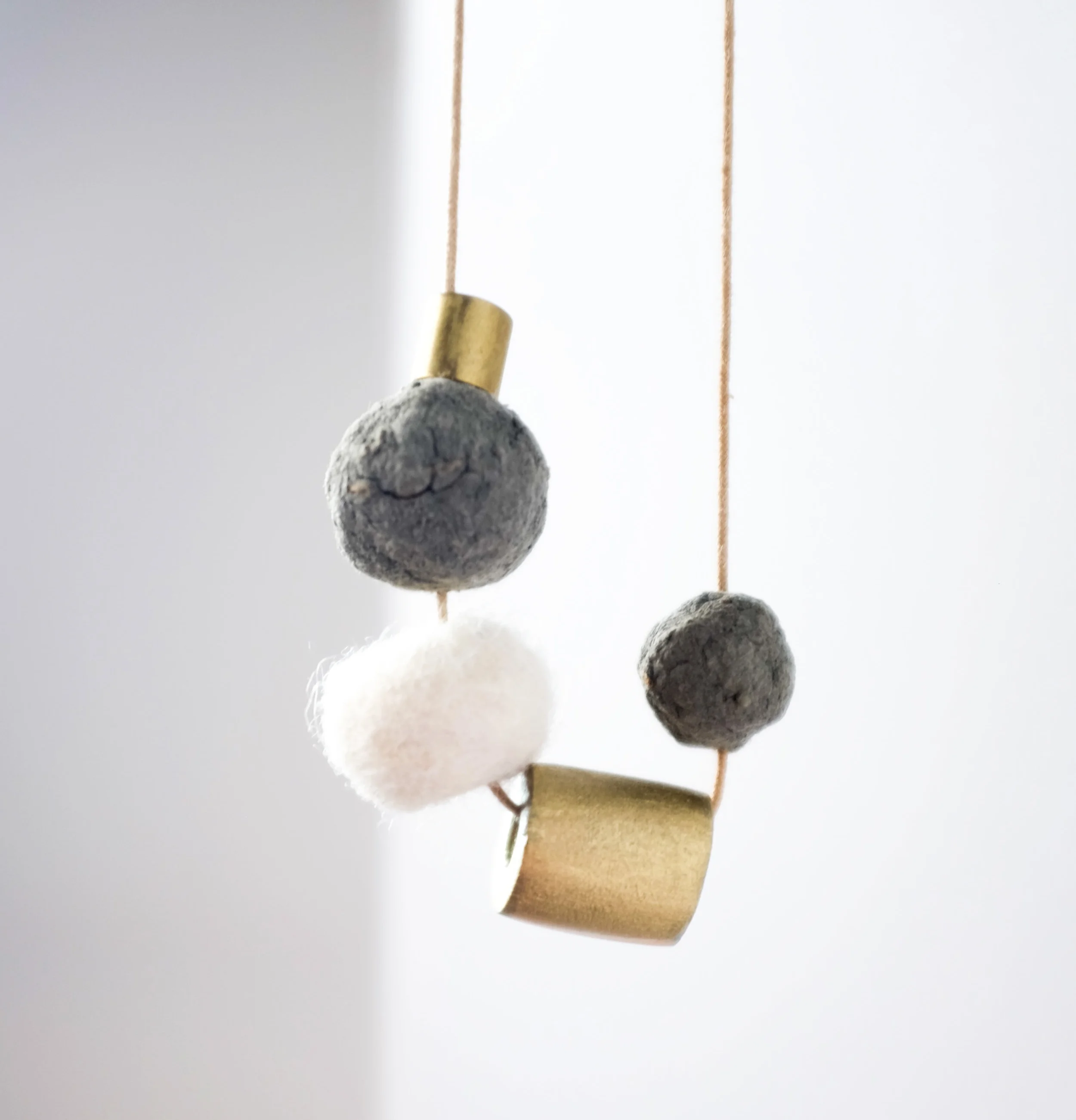Bomb Necklace, Brass, Felt, Wood