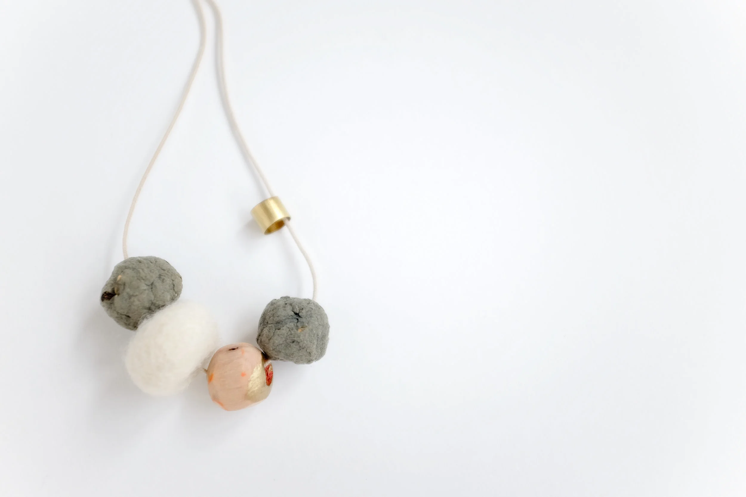Bomb Necklace - Wood, Felt, Brass