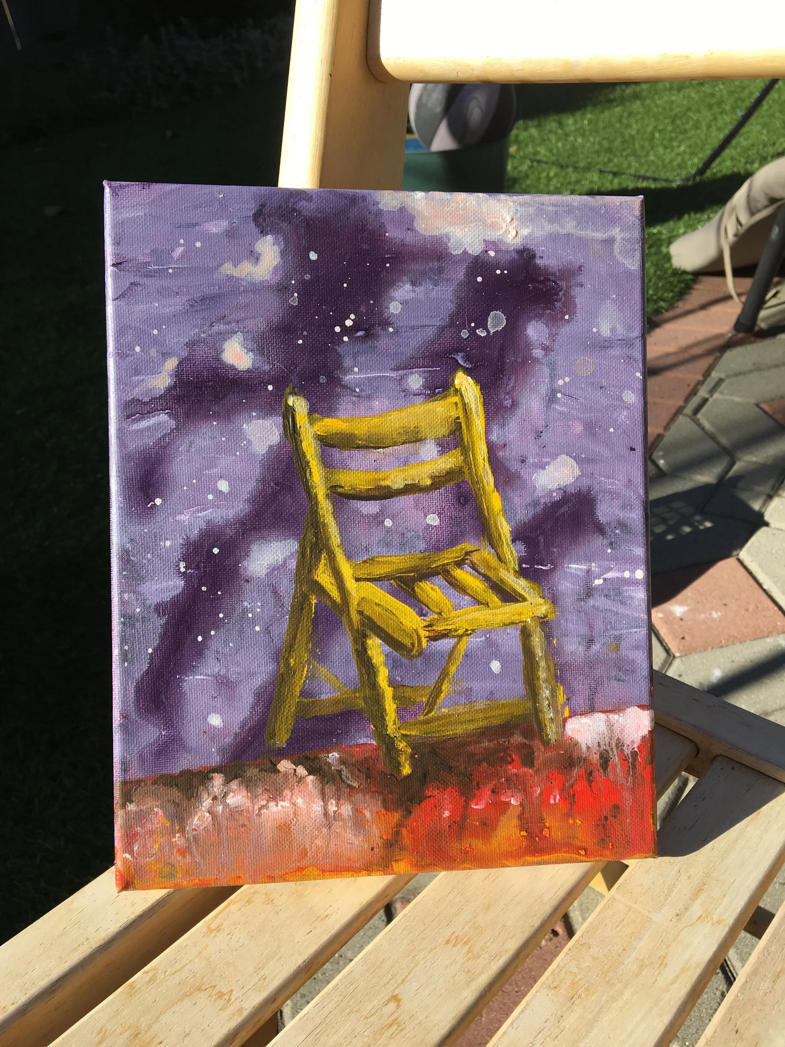 Chair in the backyard (On Edge), Acrylic