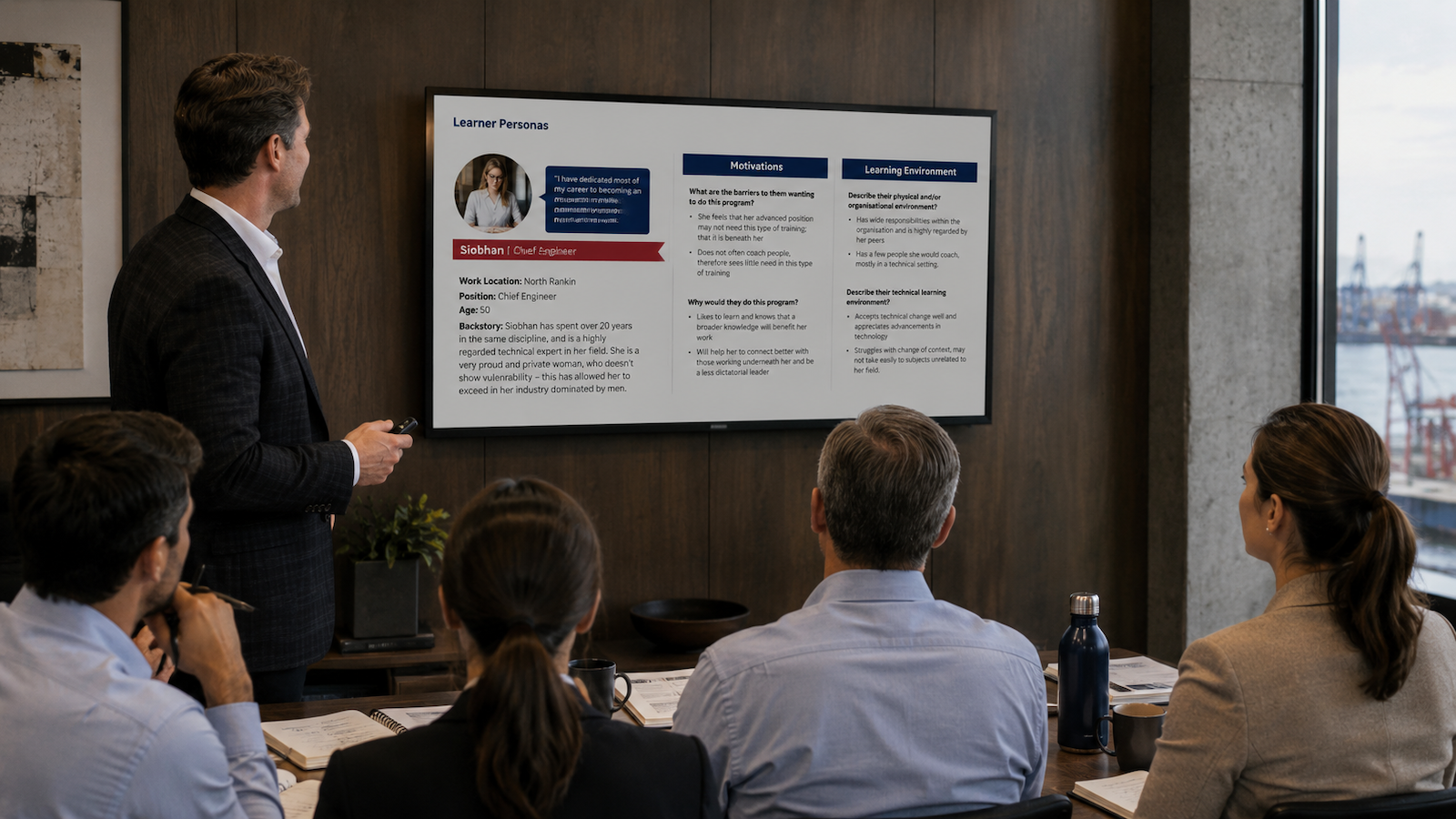 Jeremy Spaulding presenting a leadership development approach to a client team