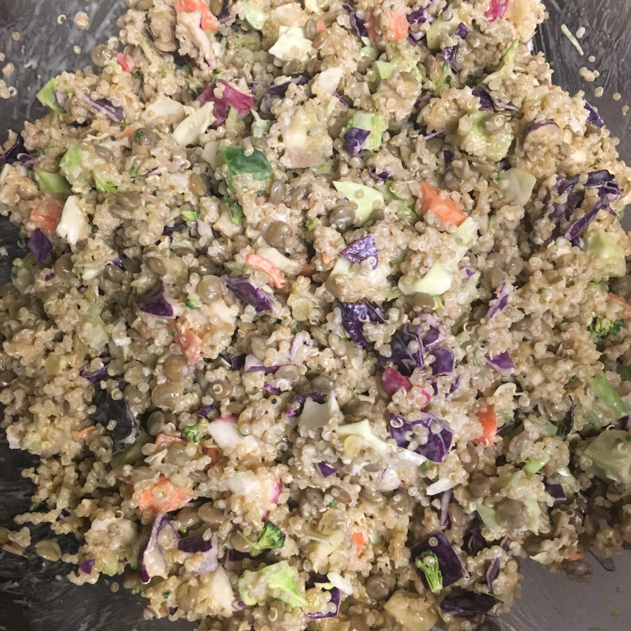 Quinoa and Lentil Veggie Salad with Coconut Milk and Hawaiian Dressing