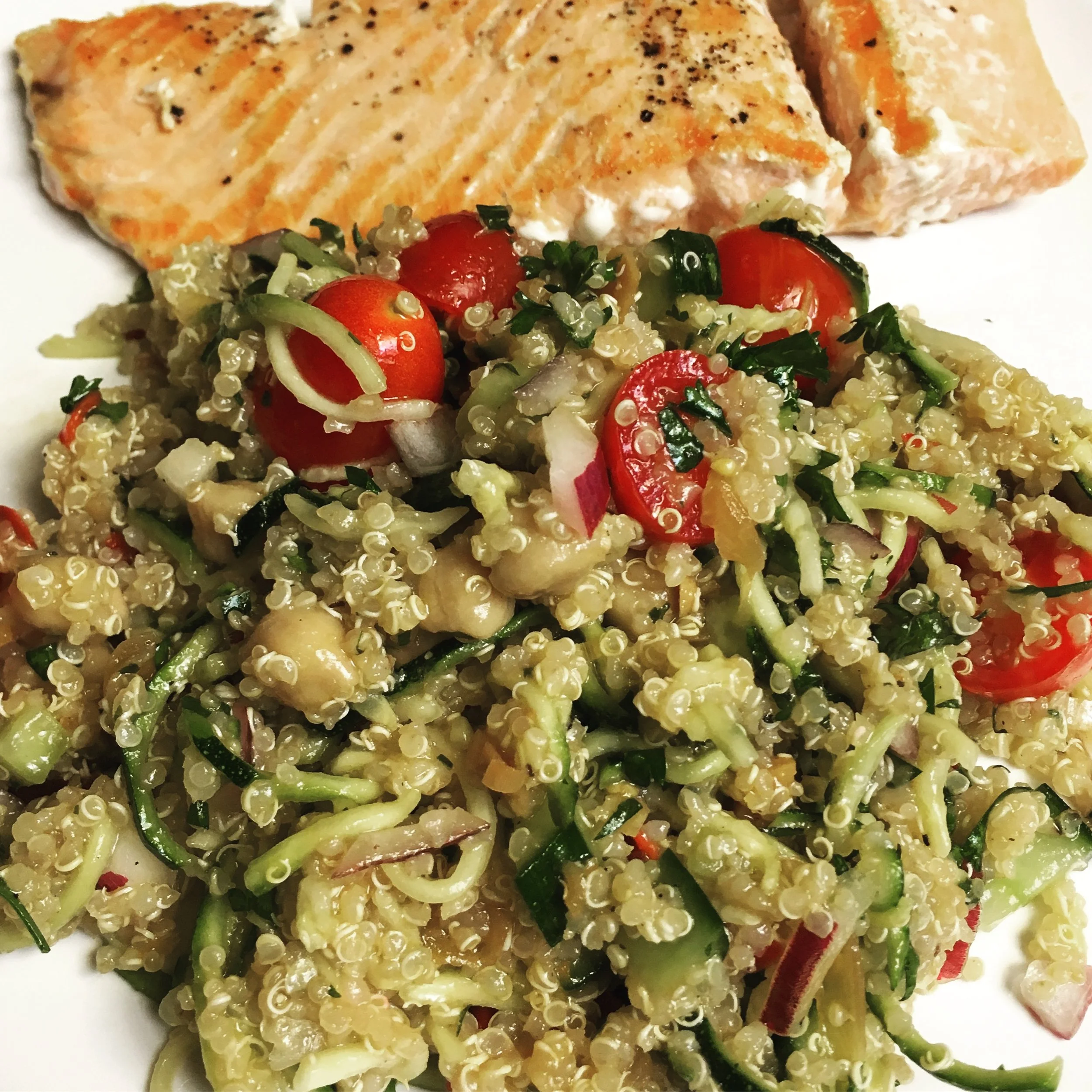 Quinoa and Zucchini Noodle Tabbouleh