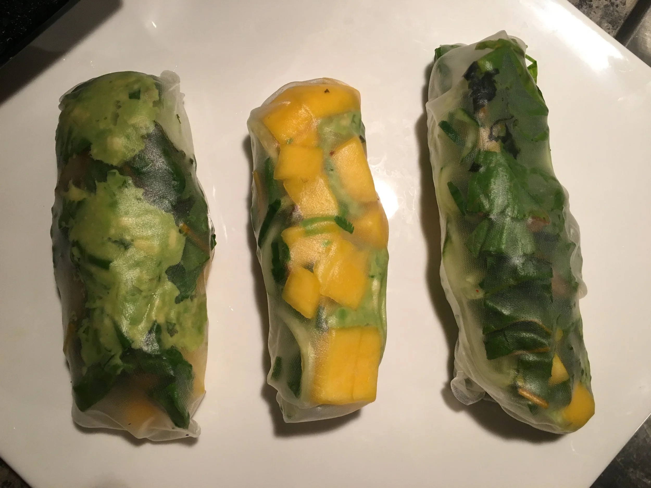 Mango, Chard, Lime Spring Rolls