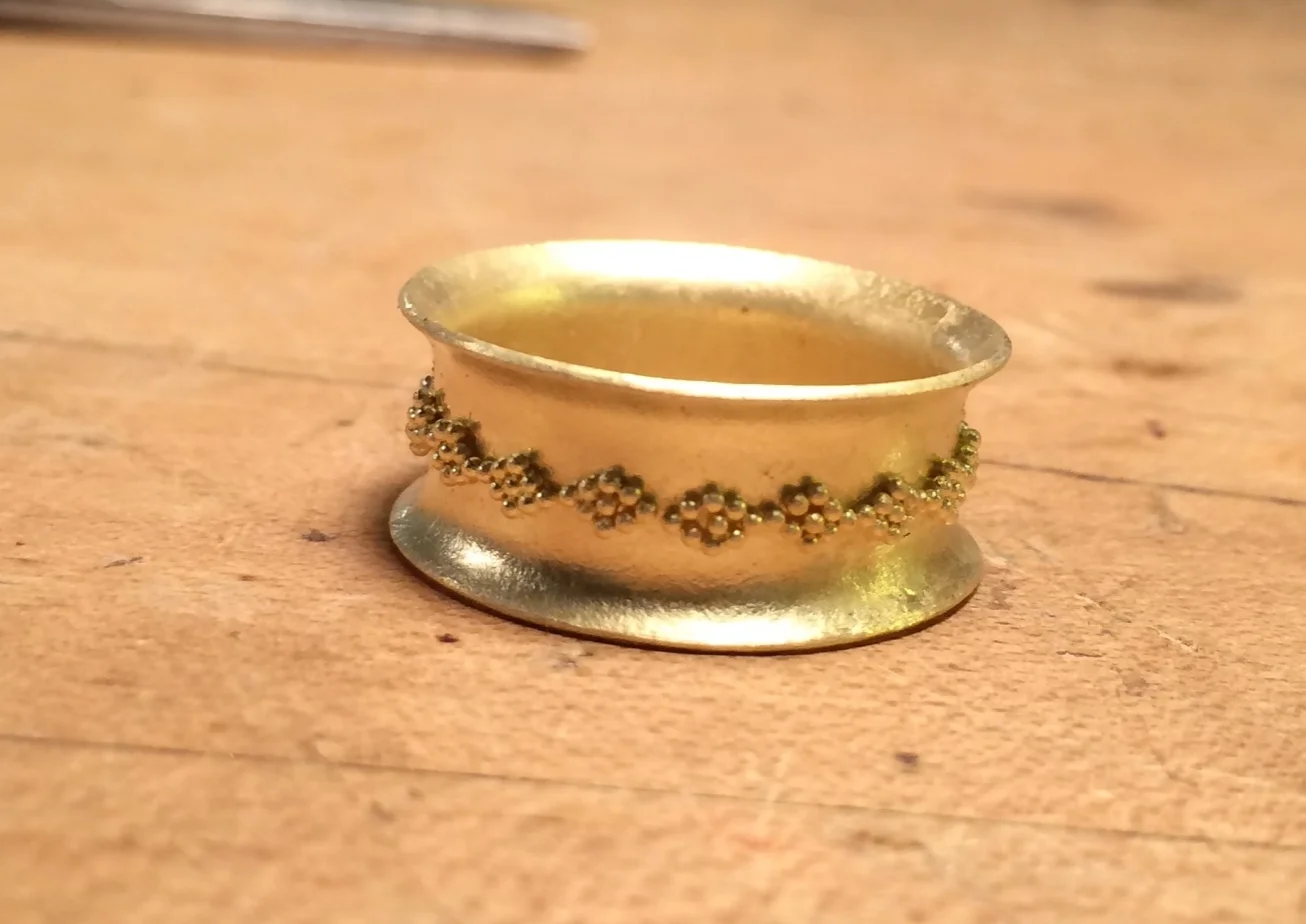 18K Granulated Ring 2014. Made at Revere with Kent Raible.