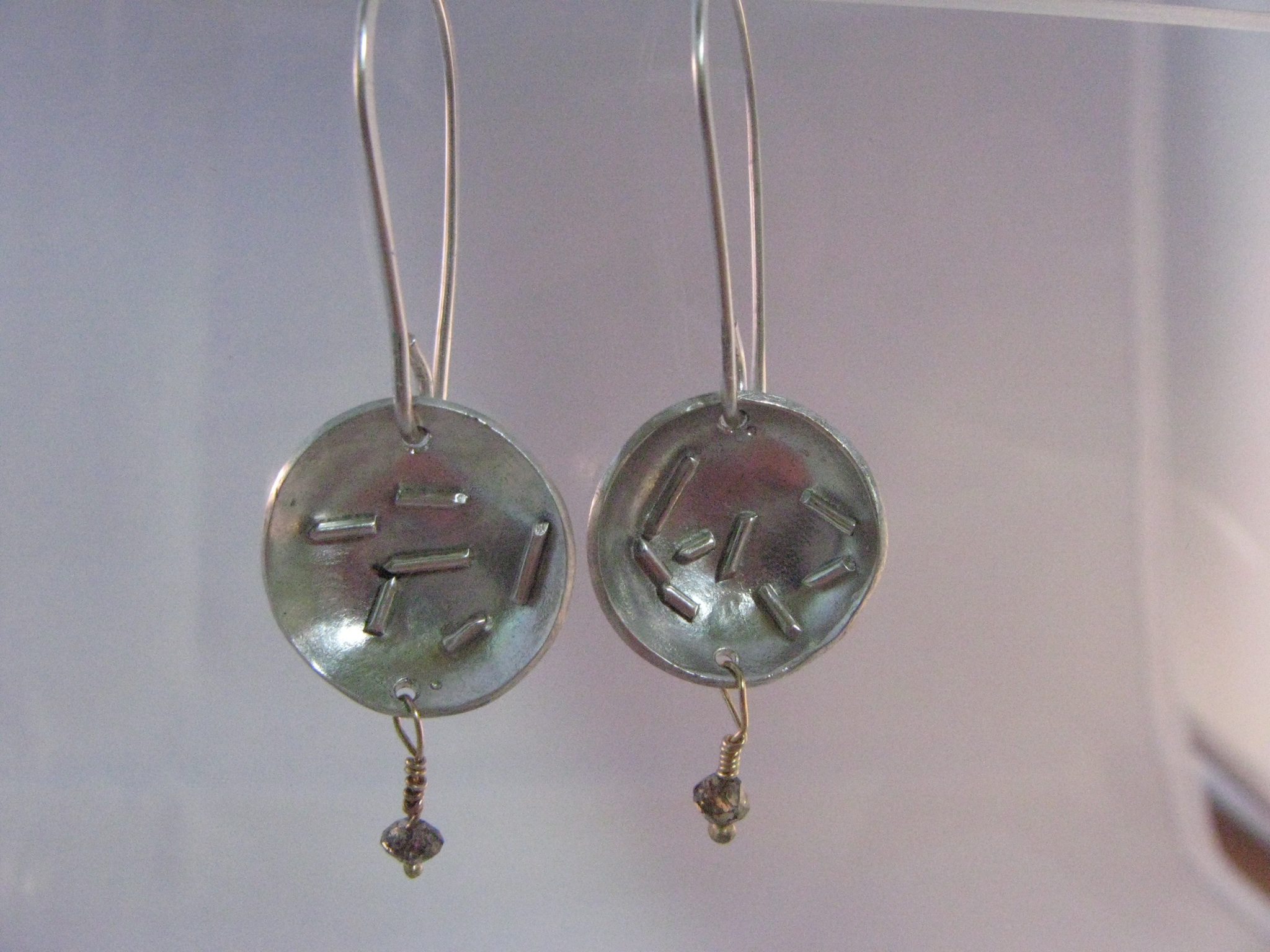 Disc Earrings, Sterling Silver, 14k, Brown Diamond 2012