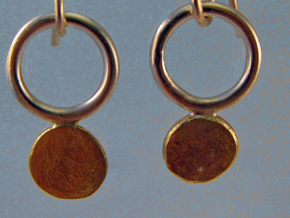 Sun Disc Earrings. Sterling & 18k. 2013