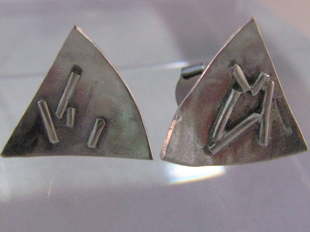 Triangle Studs. Sterling Silver, 14k 2012