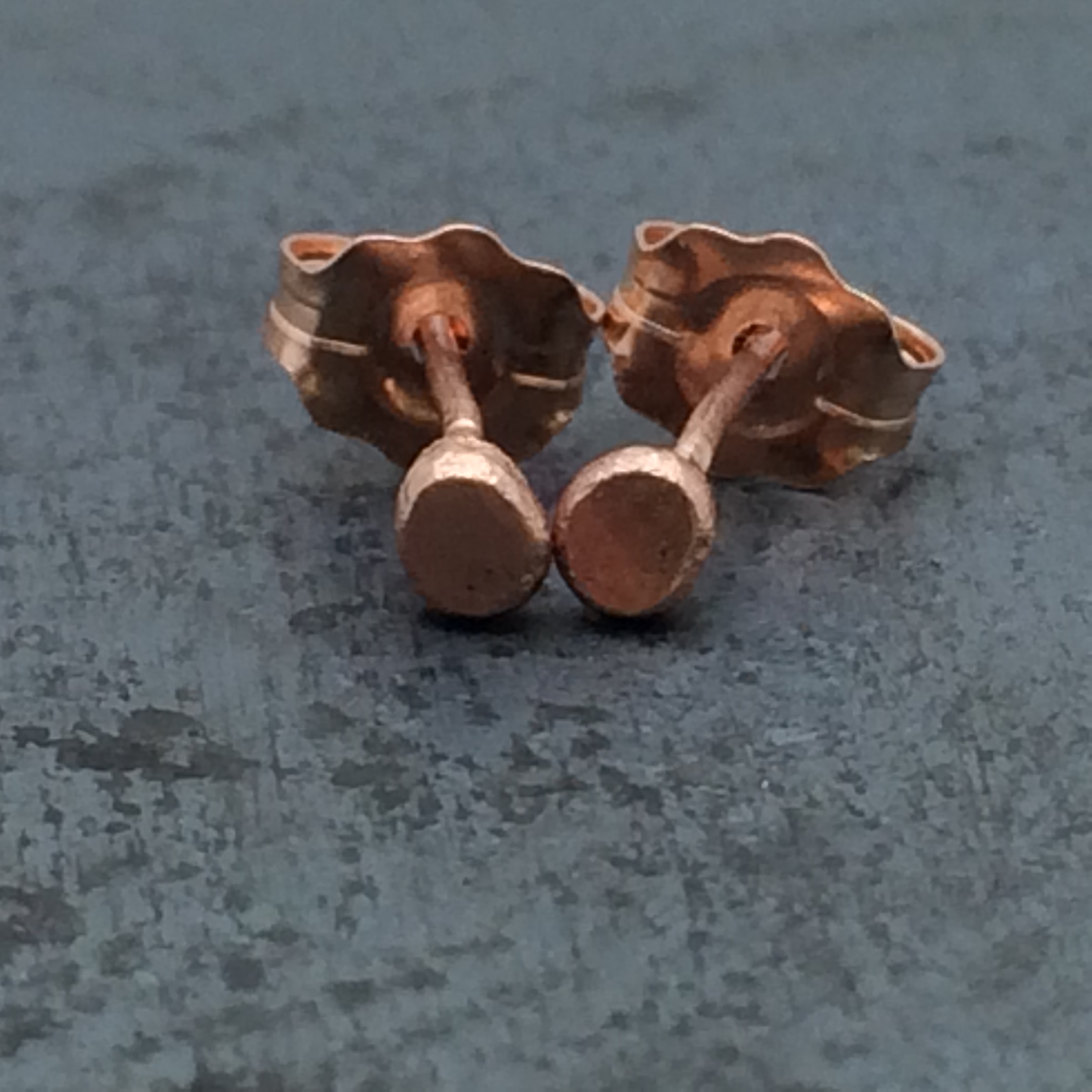 14k rose gold hammered pebble studs.jpg