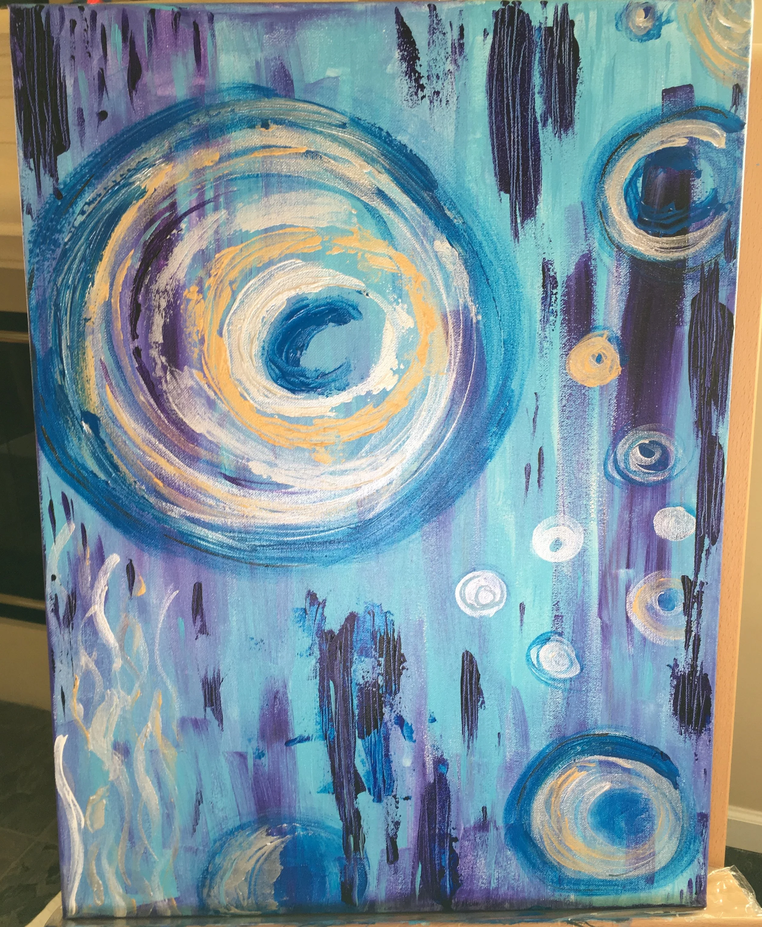 Alex’s Voice. Abstract Circles. Acrylic on Canvas. 18x24. September 2018