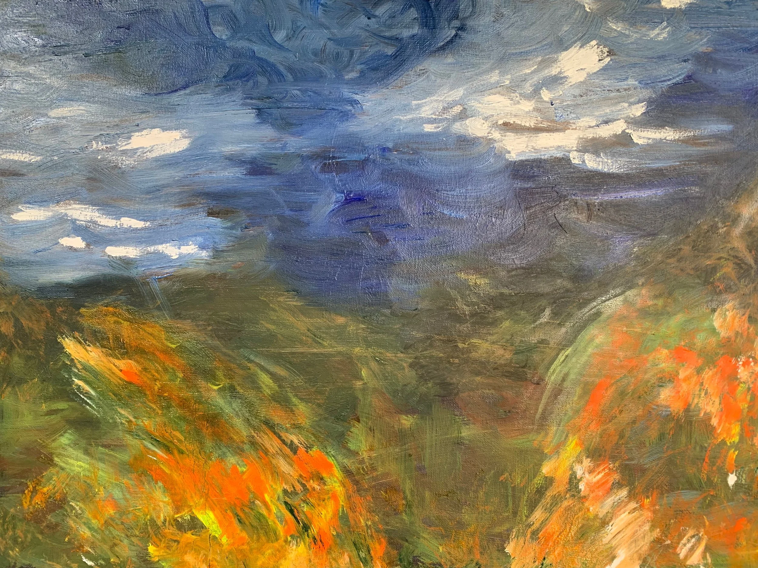 Maui Hills and SKy. Abstract Landscape. Oil on Canvas 18x24. 2019