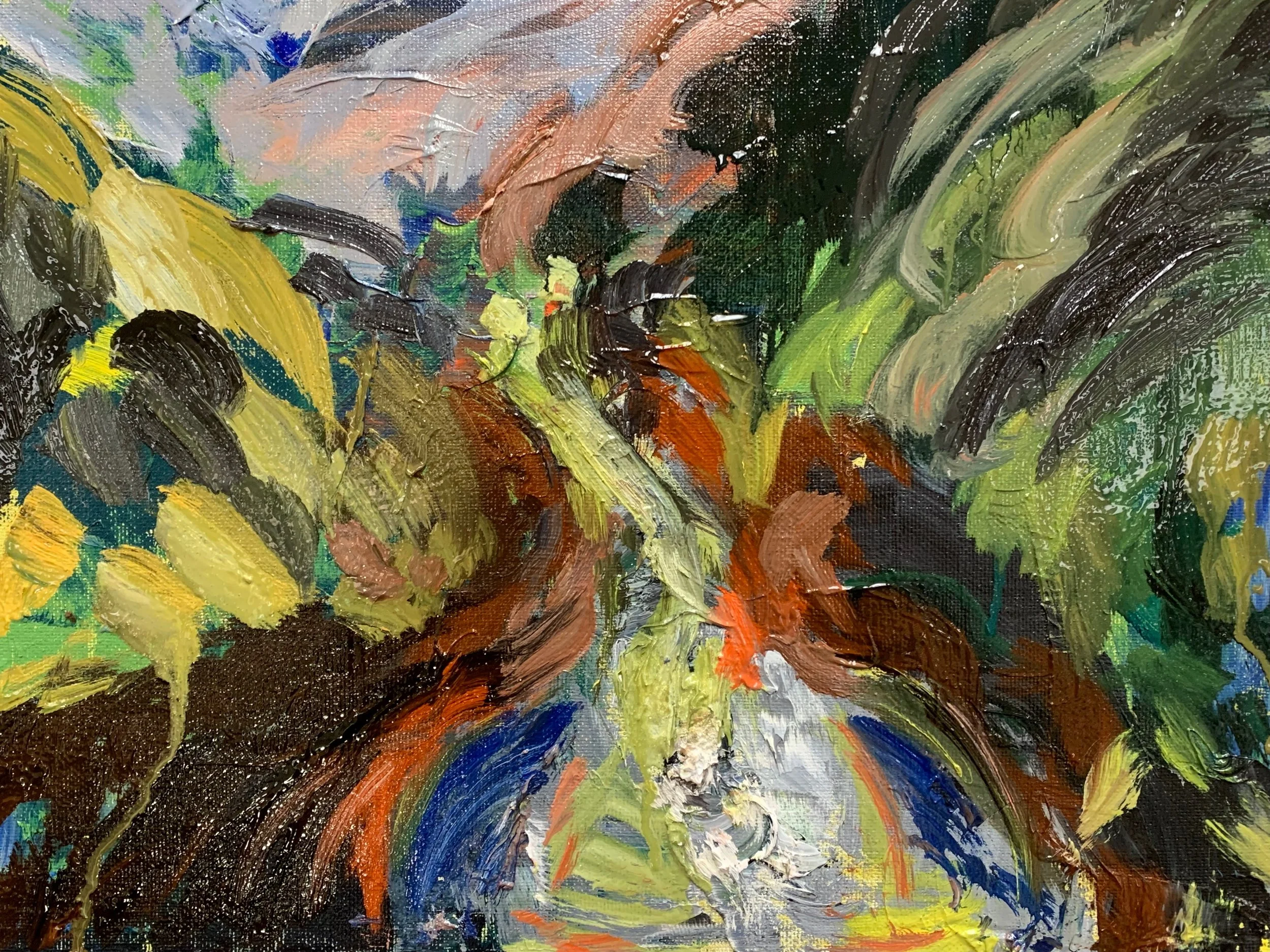Maui Watefall. Abstract Landscape. Oil on Canvas Panel. 11x14. May 2019.