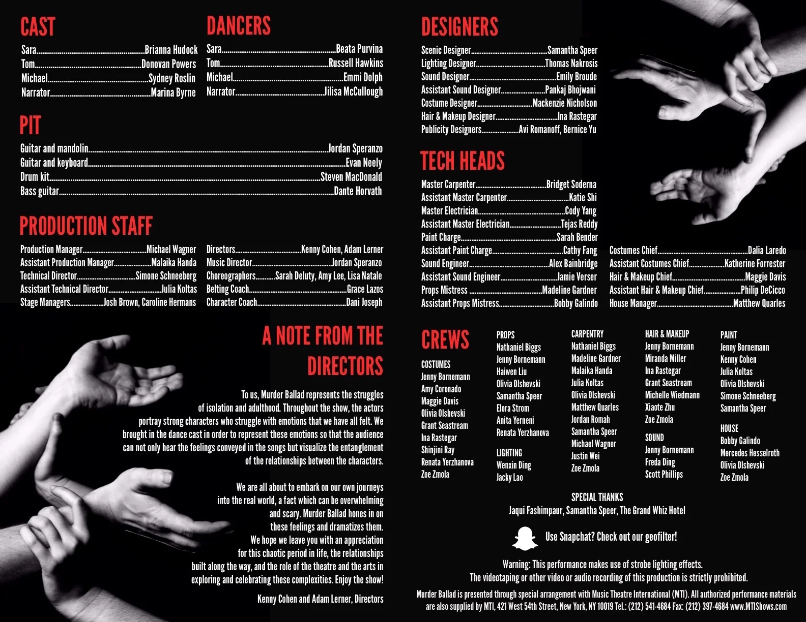 The inside of the programs.