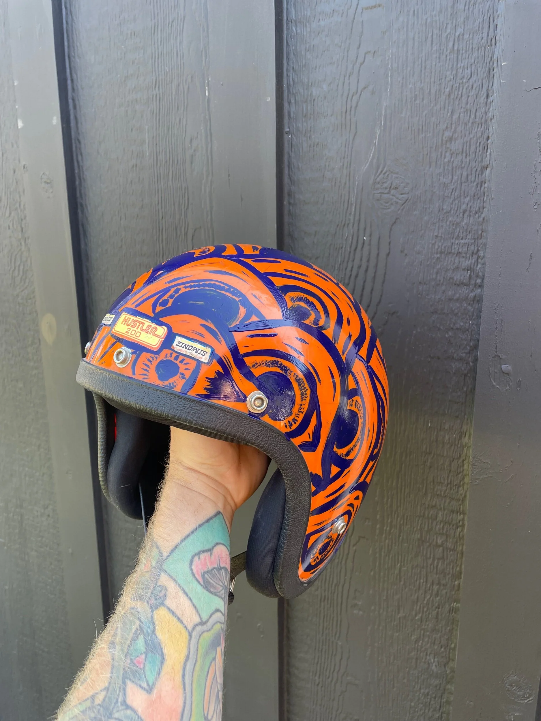 VTG 80s Eyes All Over Hustler 200 3/4 Helmet (S)  Midnight Mill