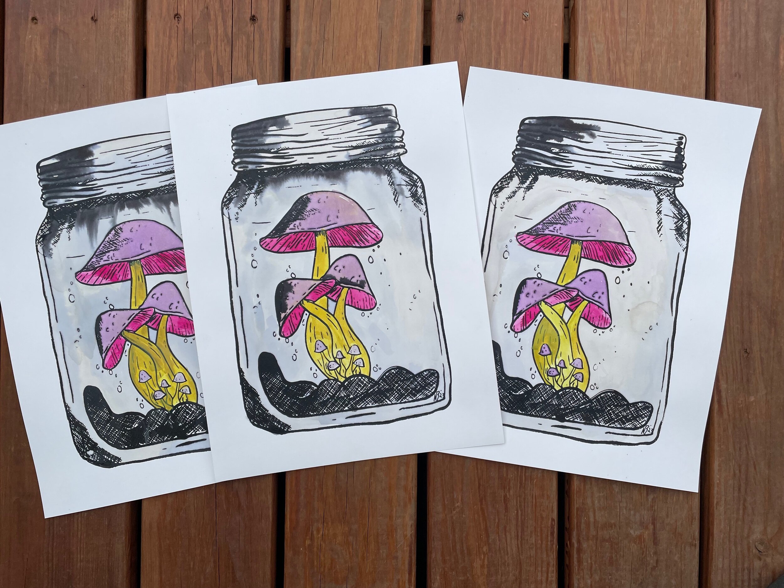 Mushroom Jar Handfill Screenprint — Midnight Mill