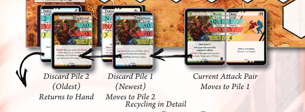 Notice that Discard Pile 1 contains the Newest Attack.