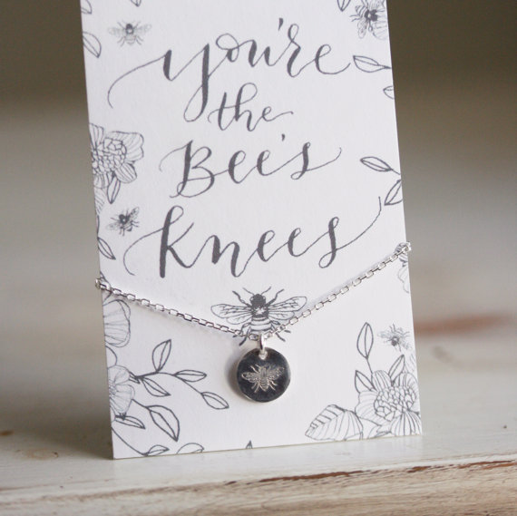 Bee Greetings Card and Bee Necklace Gift Set You Are The Bees Knees 
