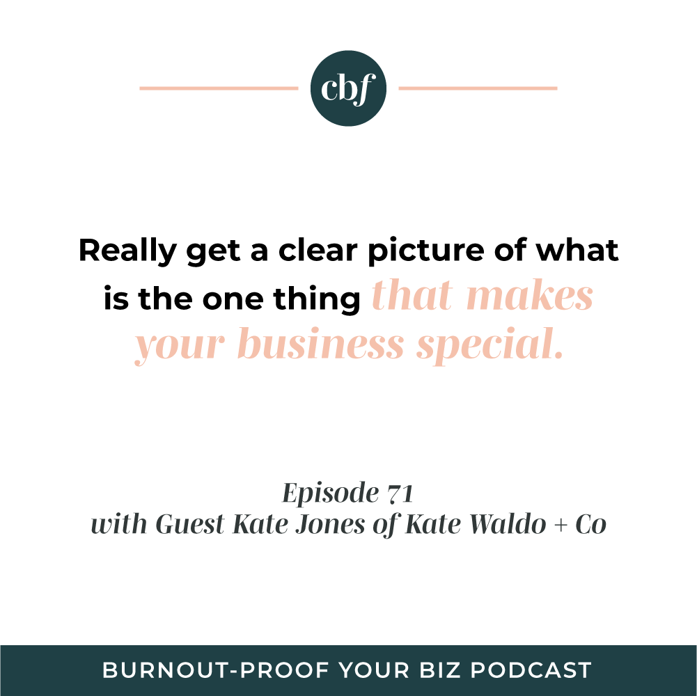 Burnout-Proof Your Biz Podcast with Chelsea B Foster | Ep. 71 - Identifying Your "Queen Bee" Role &amp; Realigning Your Focus Through Systems &amp; Outsourcing with Kate Jones of Kate Waldo + Co