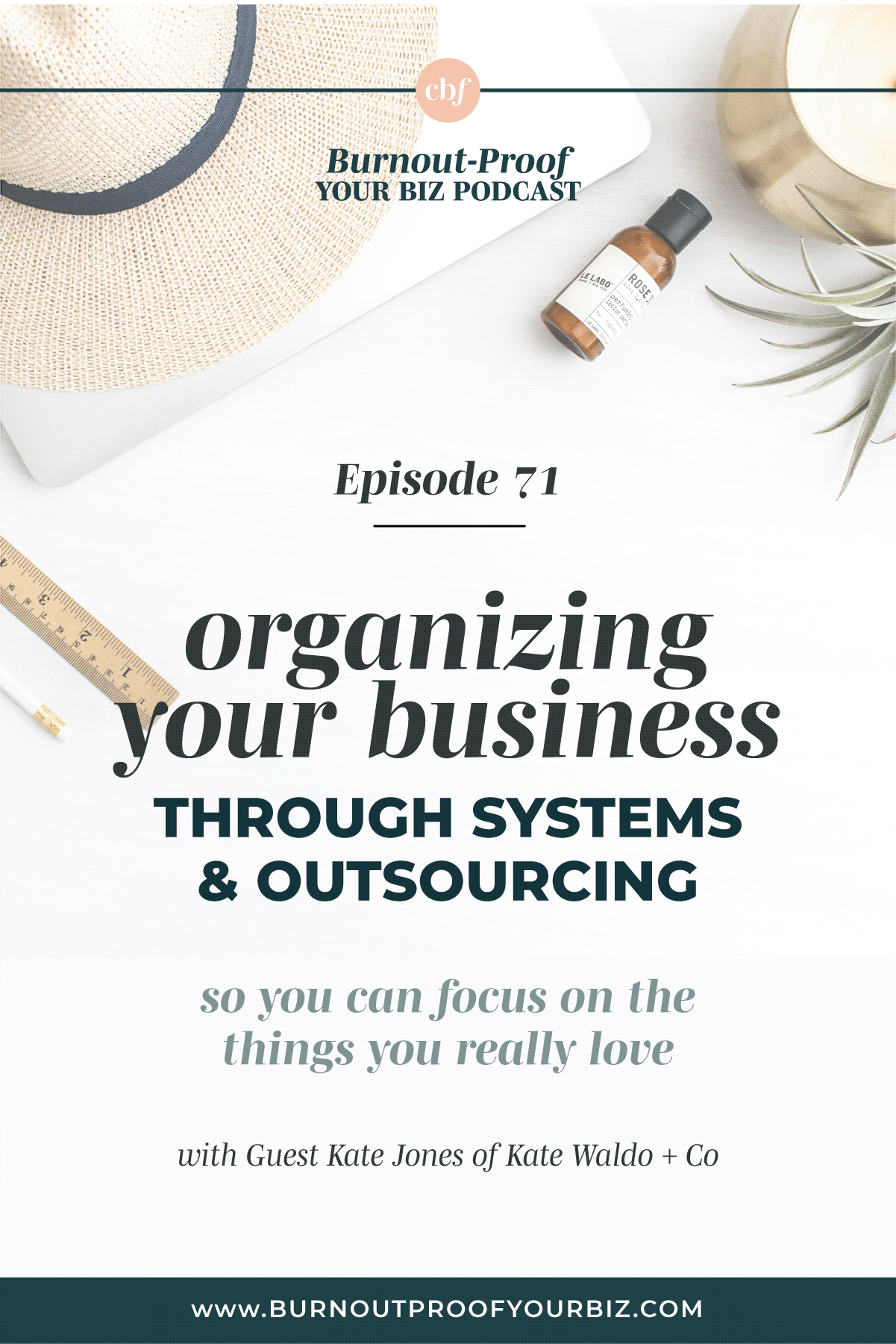 Burnout-Proof Your Biz Podcast with Chelsea B Foster | Ep. 71 - Identifying Your "Queen Bee" Role &amp; Realigning Your Focus Through Systems &amp; Outsourcing with Kate Jones of Kate Waldo + Co