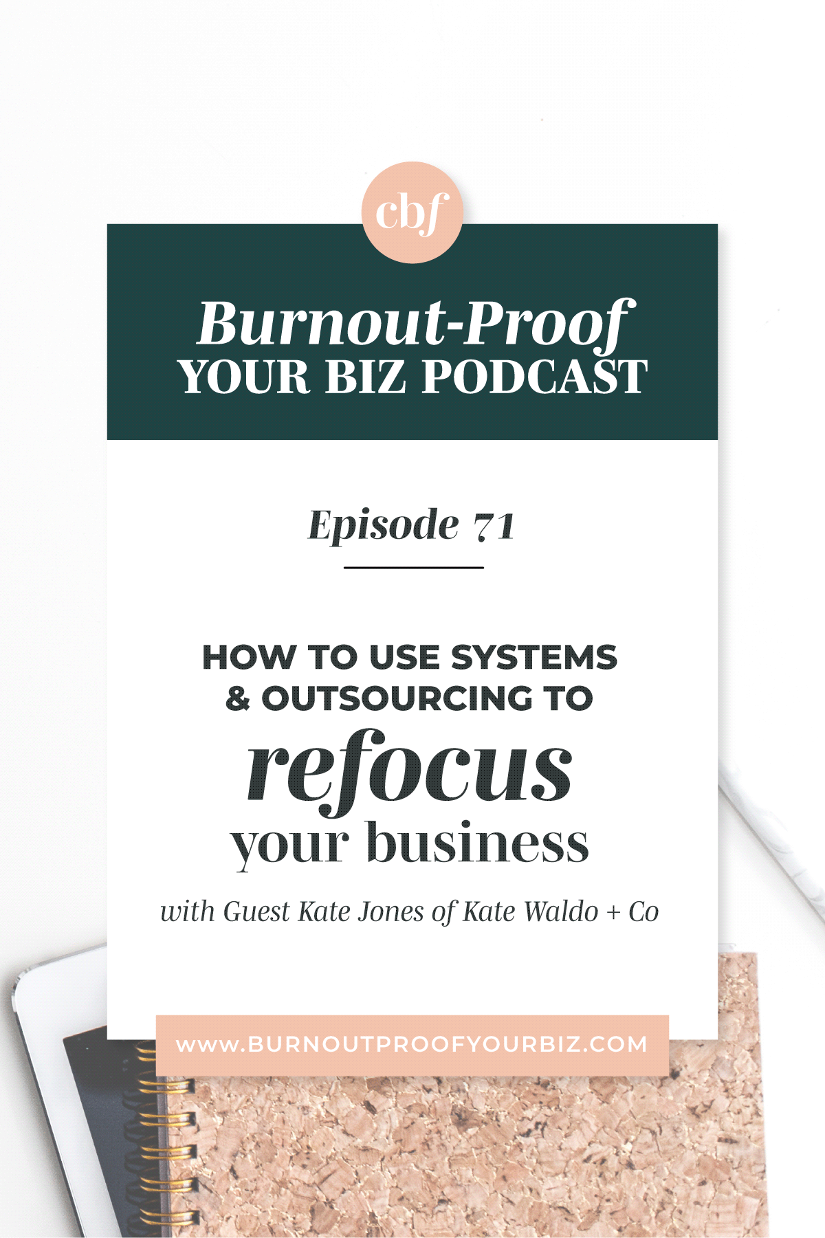 Burnout-Proof Your Biz Podcast with Chelsea B Foster | Ep. 71 - Identifying Your "Queen Bee" Role &amp; Realigning Your Focus Through Systems &amp; Outsourcing with Kate Jones of Kate Waldo + Co